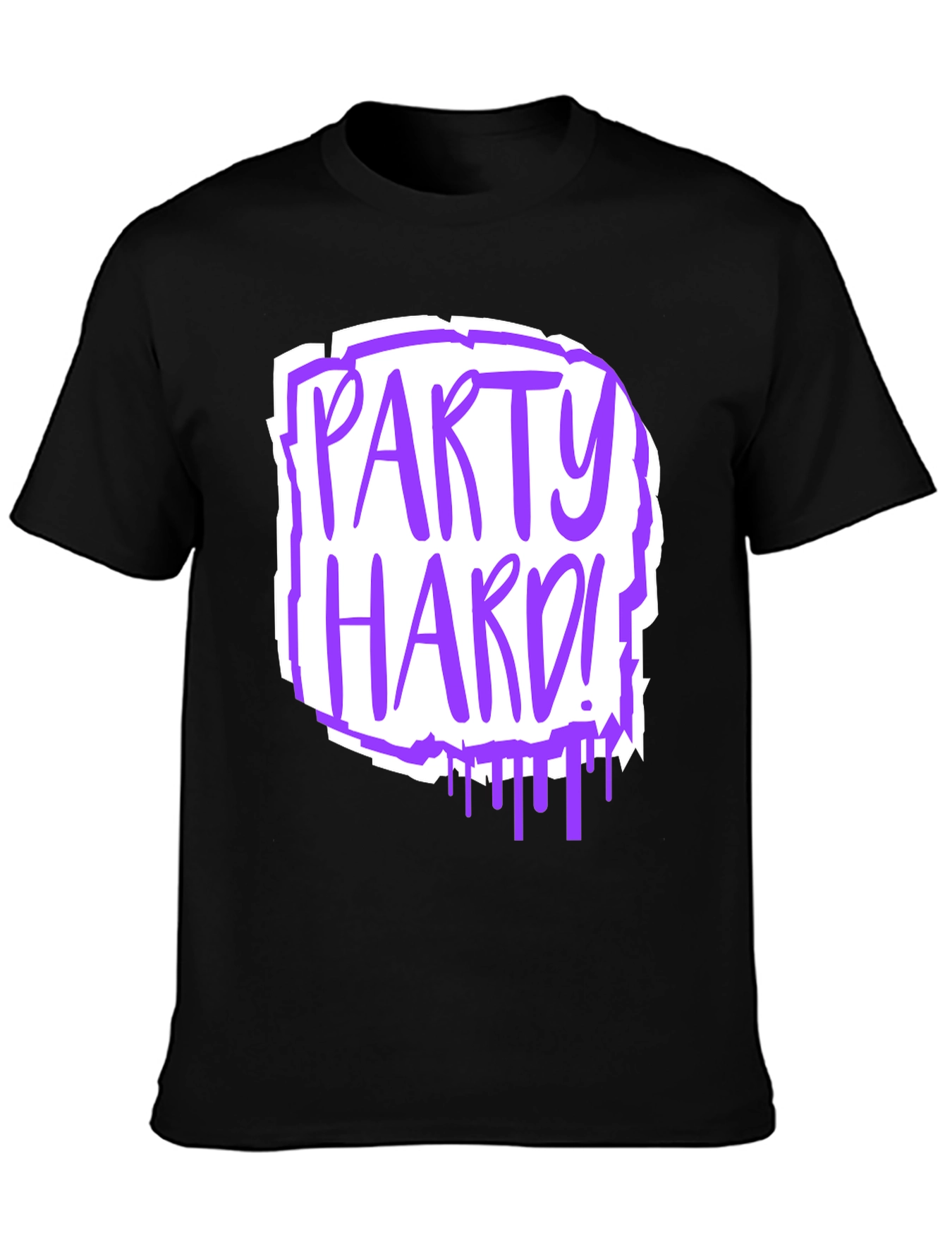 Party Hard Graphic Tee - Black Cotton T-Shirt