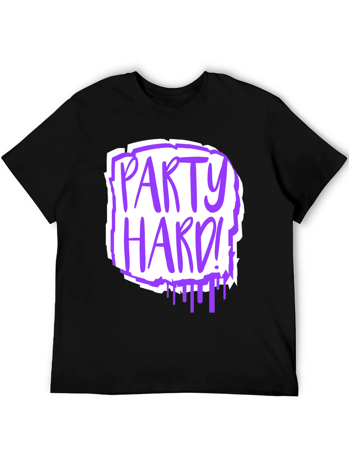 Party Hard Graphic Tee - Black Cotton T-Shirt