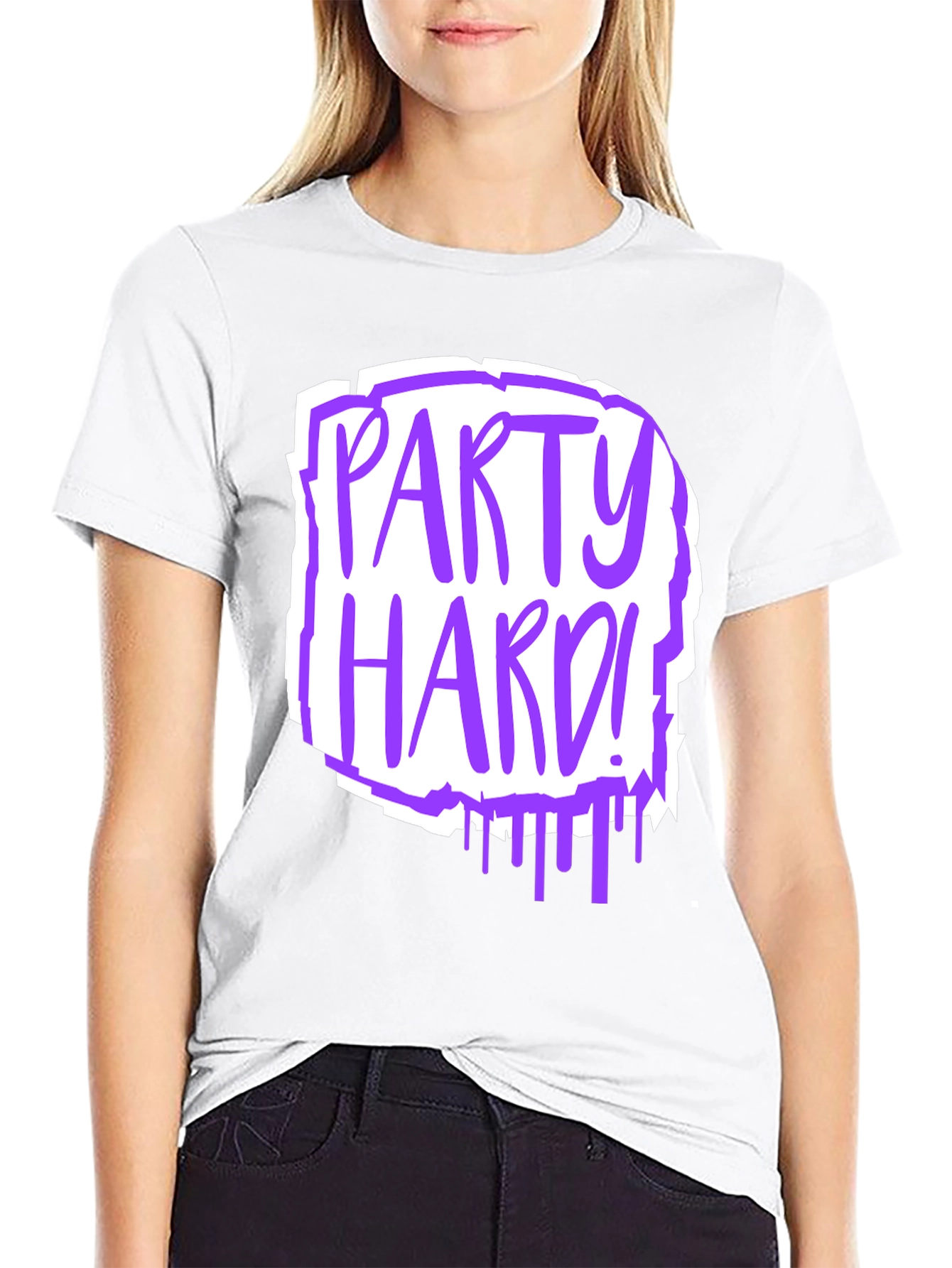 Party Hard Graphic Tee - Black Cotton T-Shirt