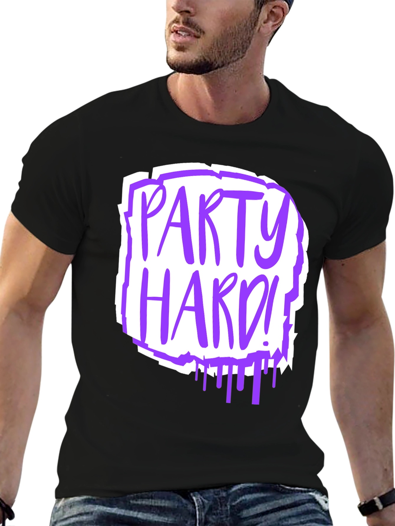Party Hard Graphic Tee - Black Cotton T-Shirt