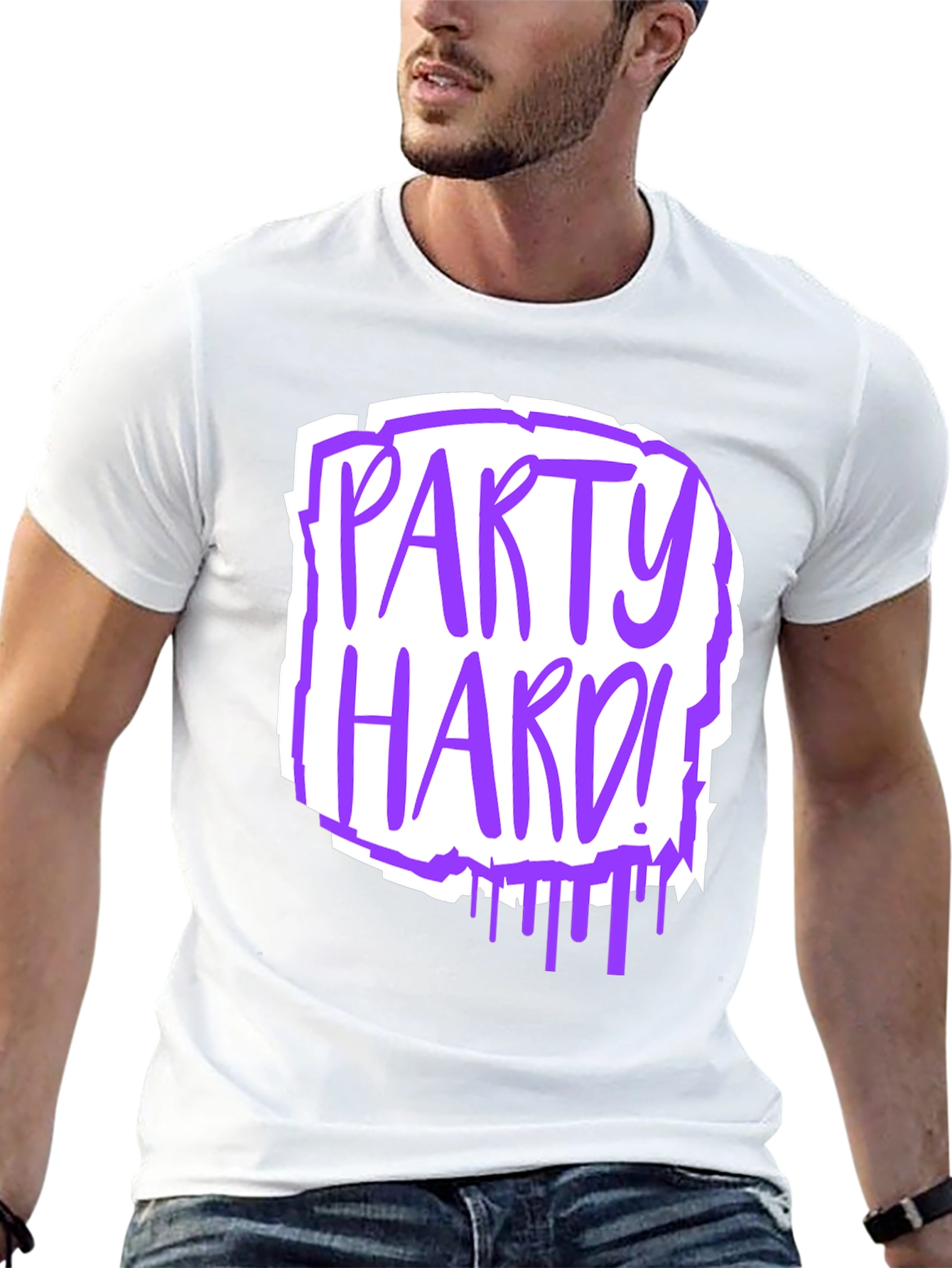 Party Hard Graphic Tee - Black Cotton T-Shirt