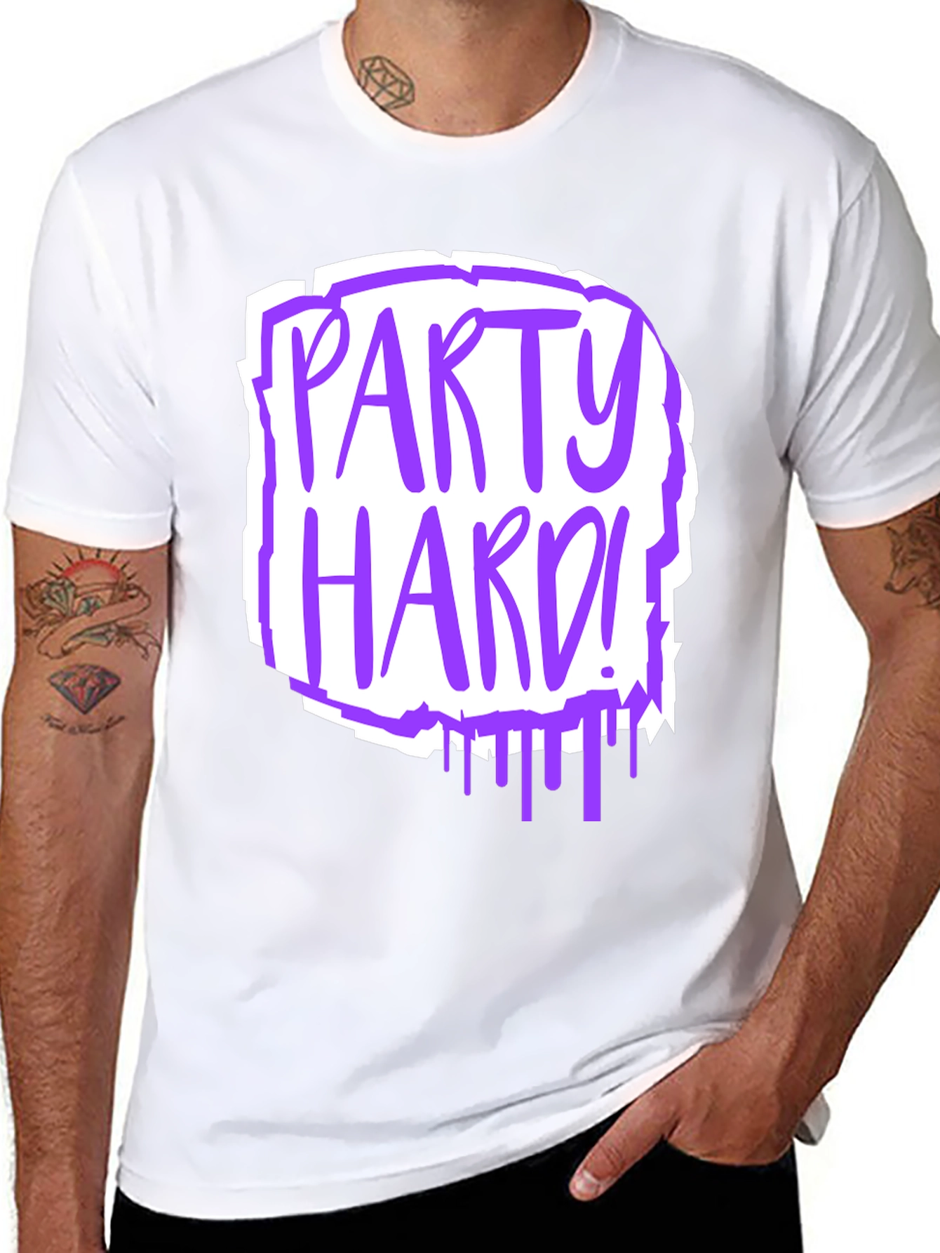 Party Hard Graphic Tee - Black Cotton T-Shirt