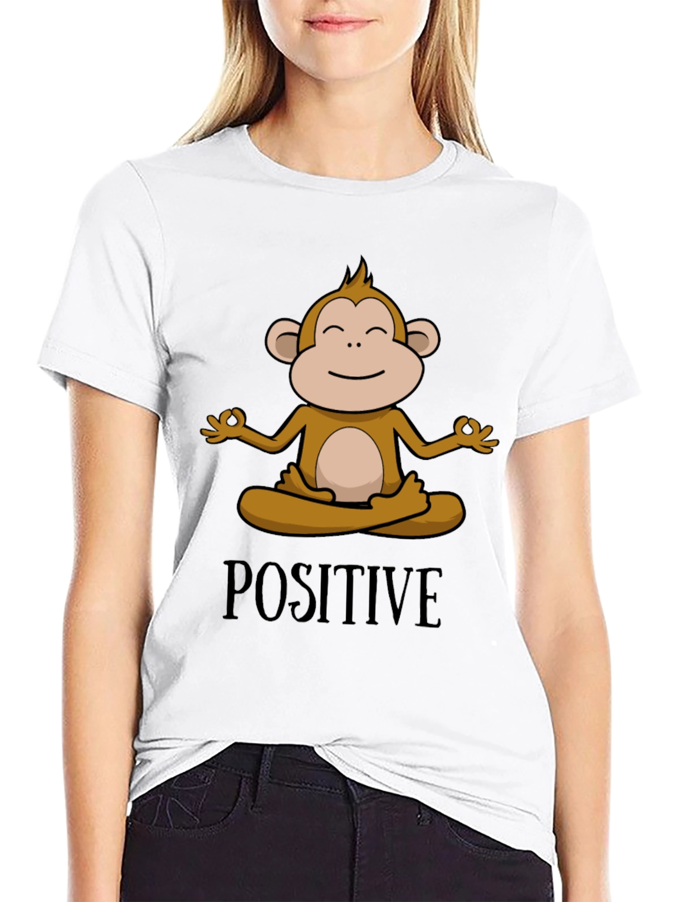 Positive Monkey Meditation Graphic Tee