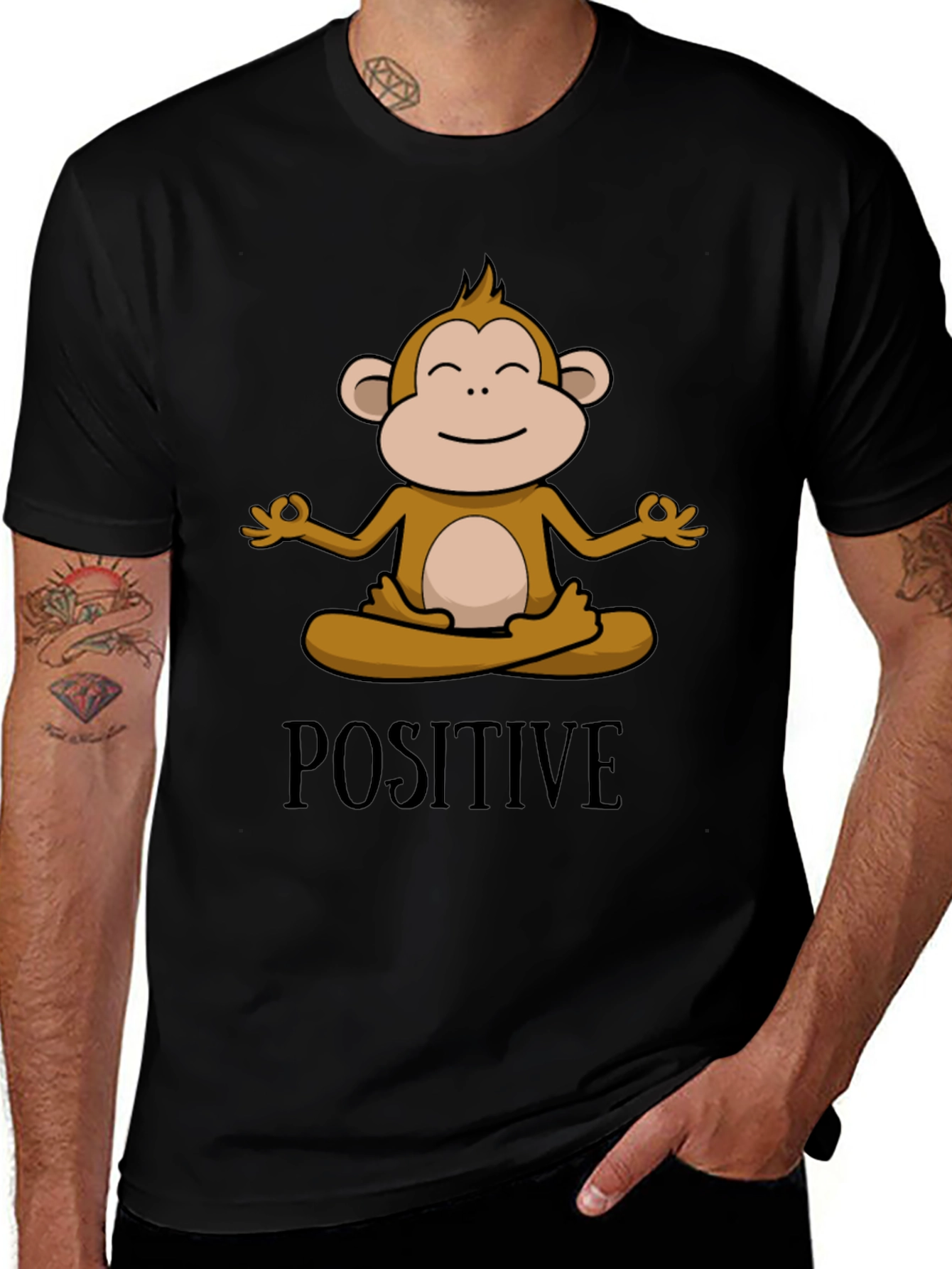 Positive Monkey Meditation Graphic Tee