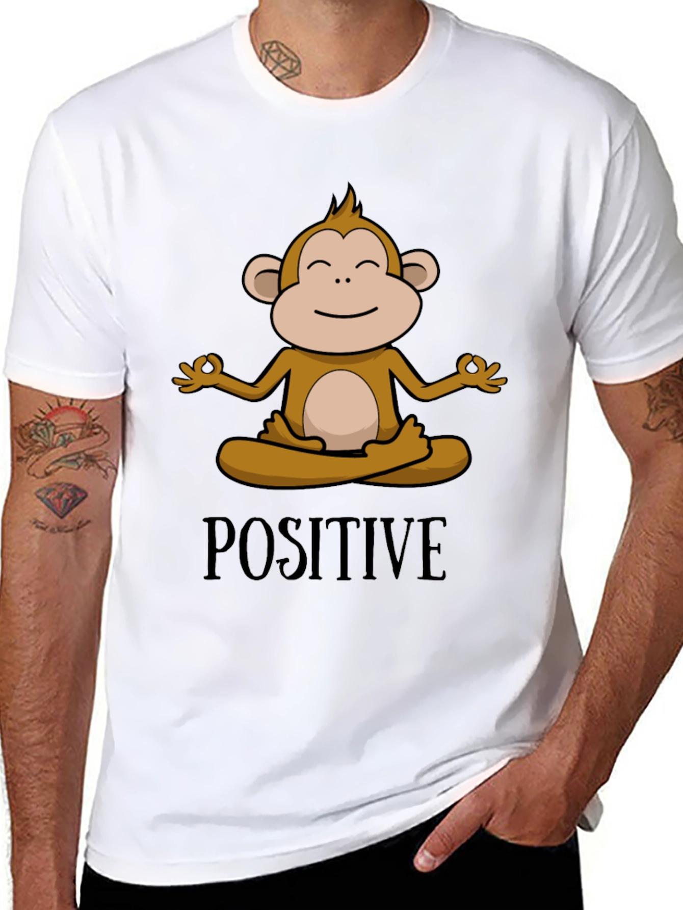 Positive Monkey Meditation Graphic Tee