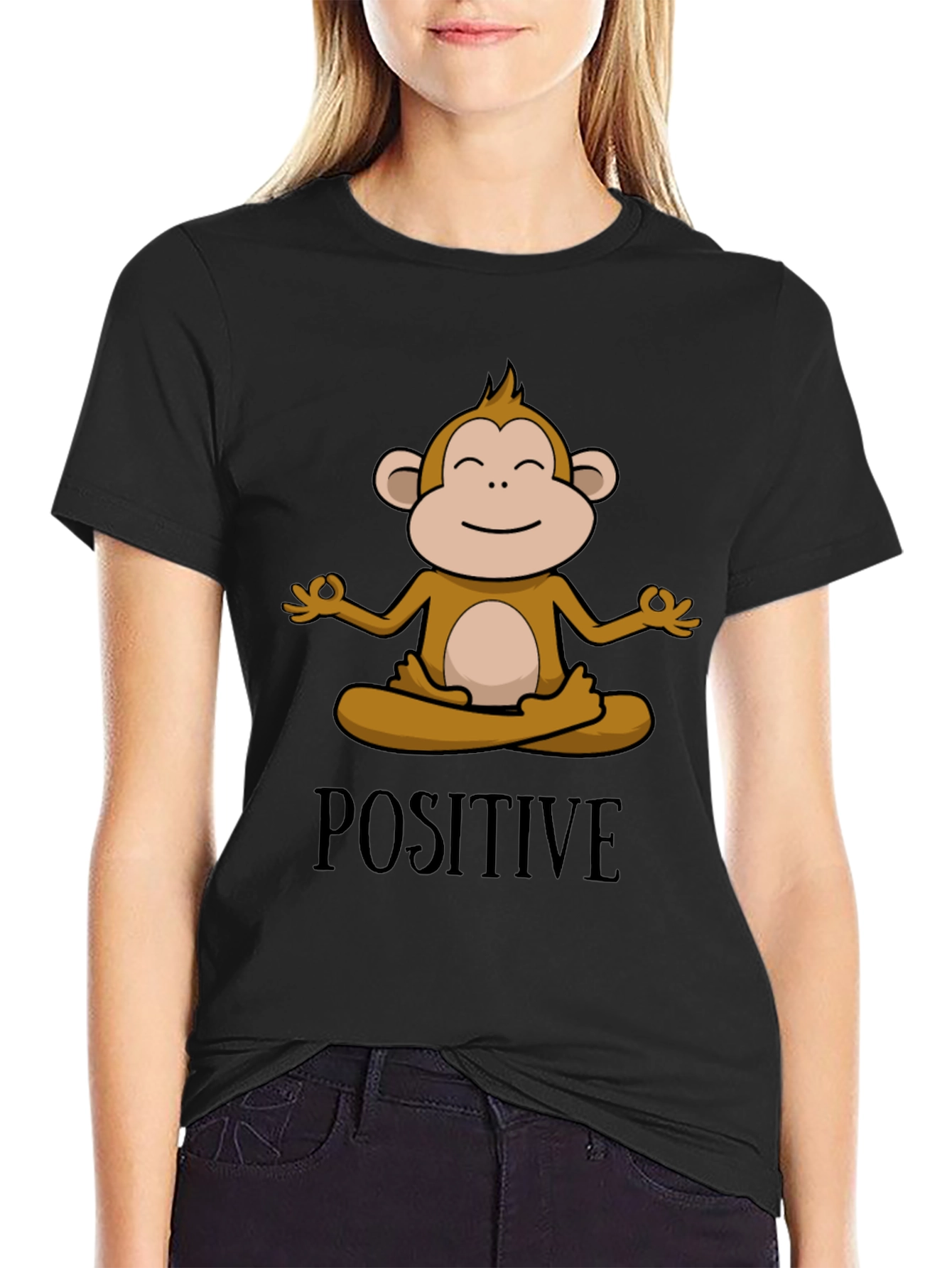 Positive Monkey Meditation Graphic Tee
