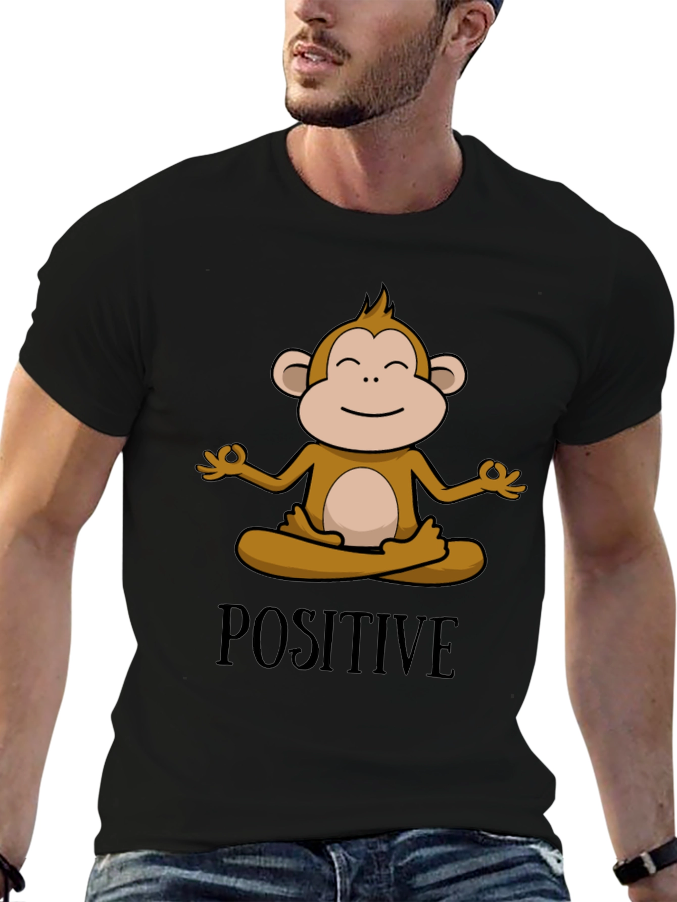Positive Monkey Meditation Graphic Tee