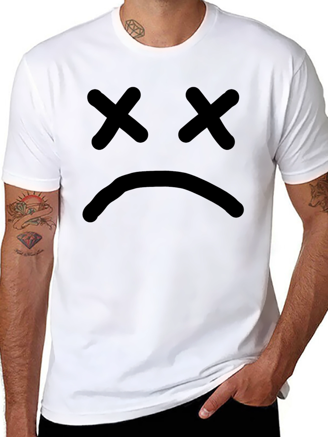 Sad Face Graphic Tee - Unisex Black T-Shirt