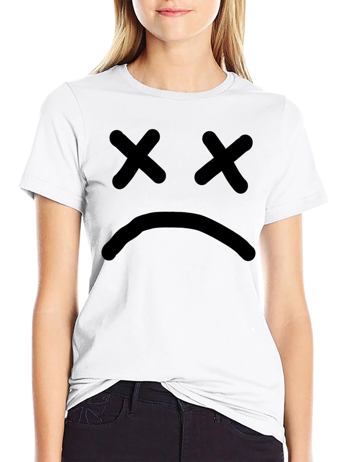 Sad Face Graphic Tee - Unisex Black T-Shirt