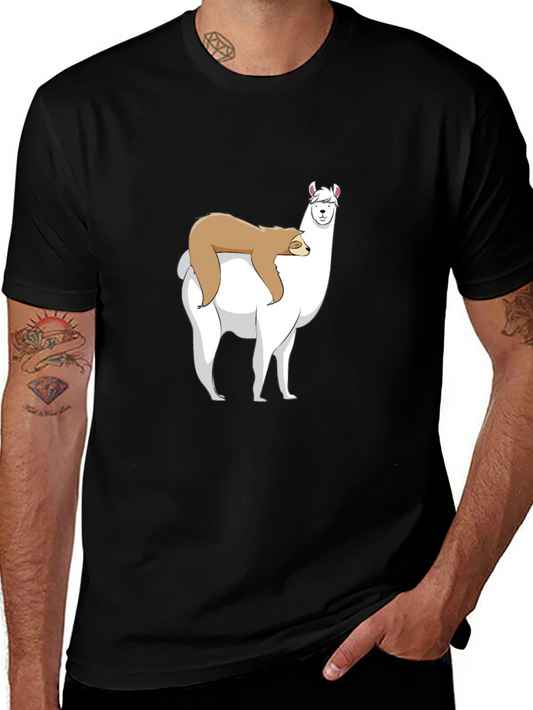 Sloth Riding Llama Graphic T-Shirt