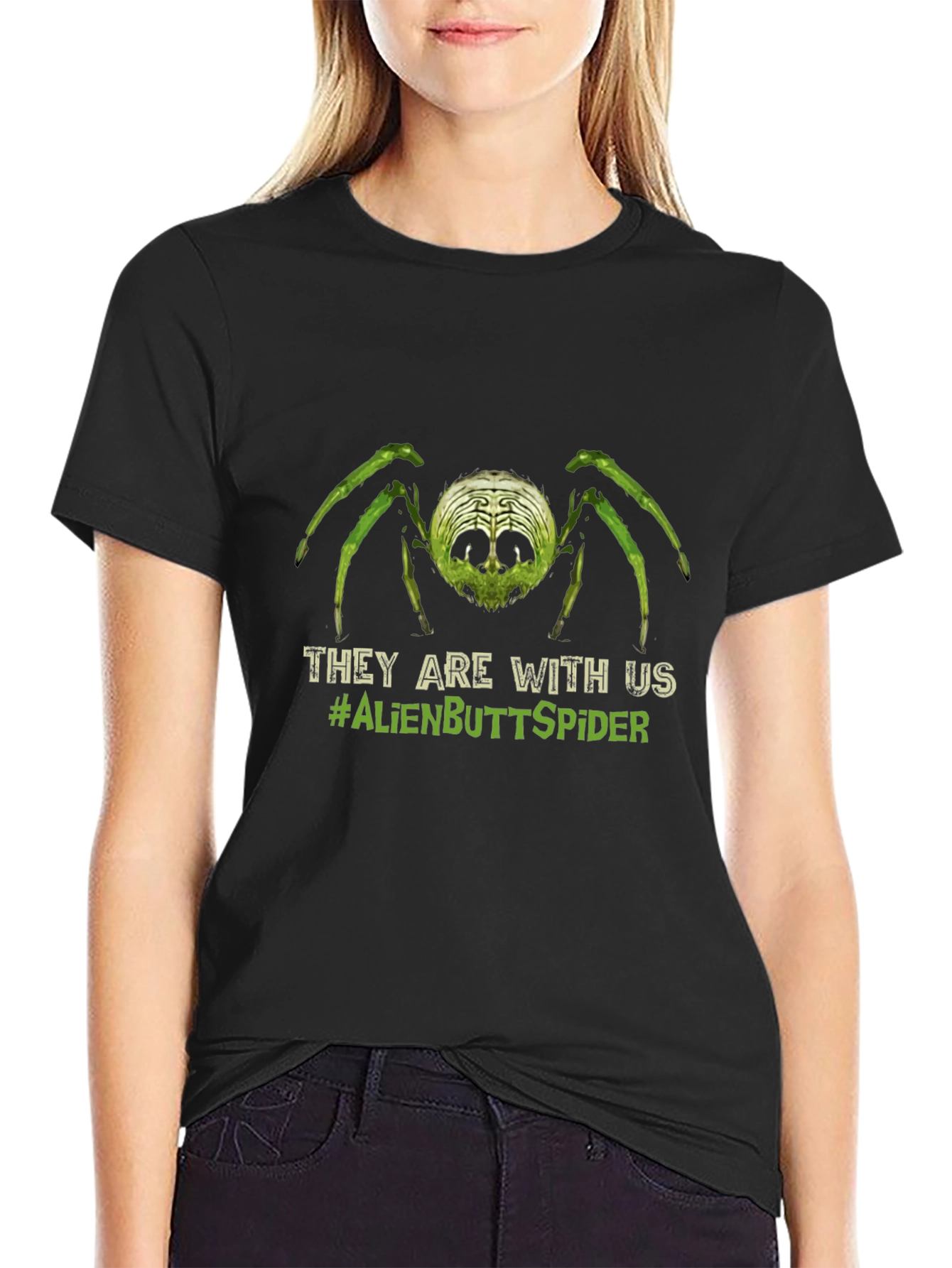 Alien Butt Spider Graphic Tee - Novelty T-Shirt