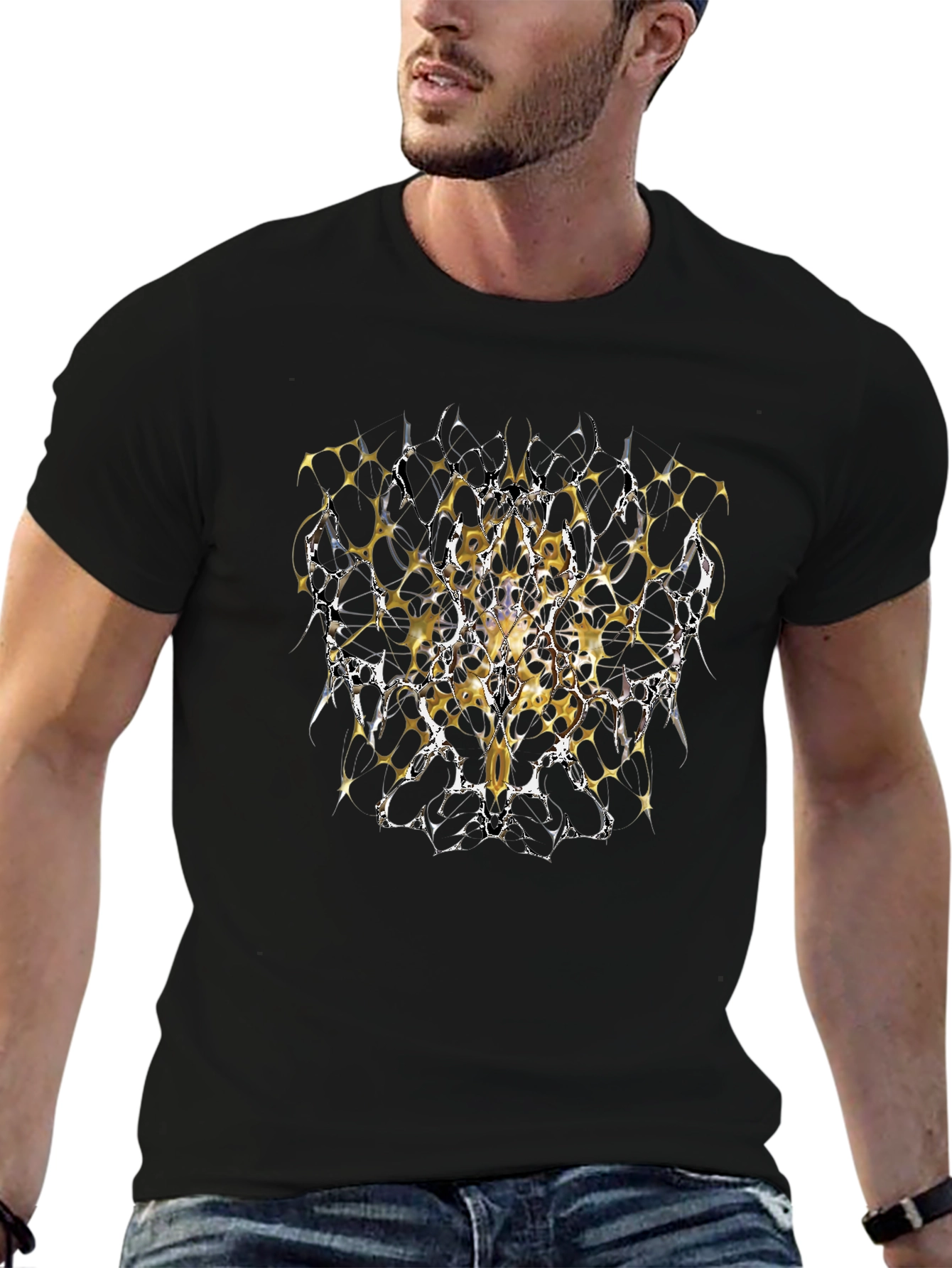 Abstract Graphic Print Black T-Shirt