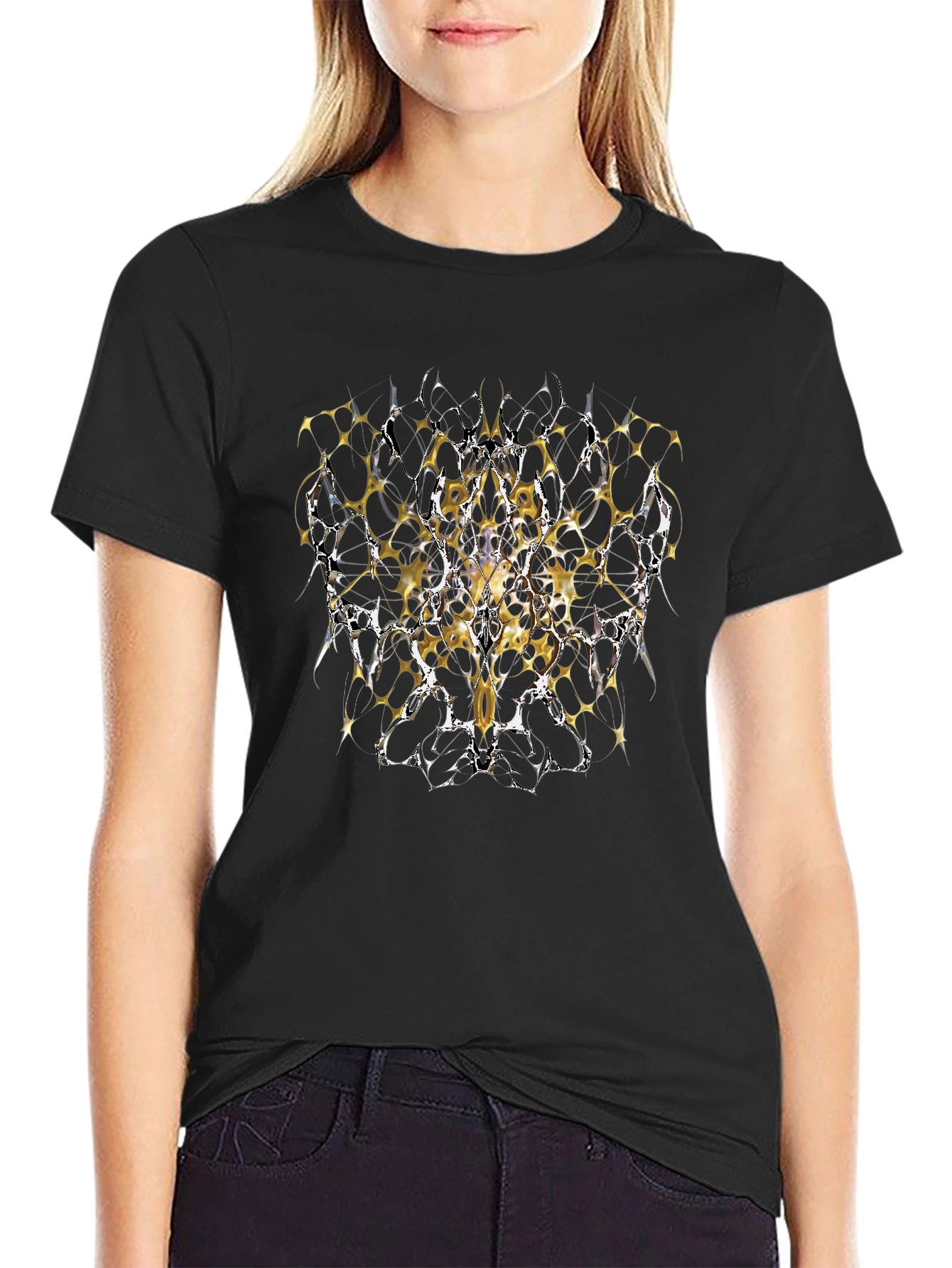 Abstract Graphic Print Black T-Shirt