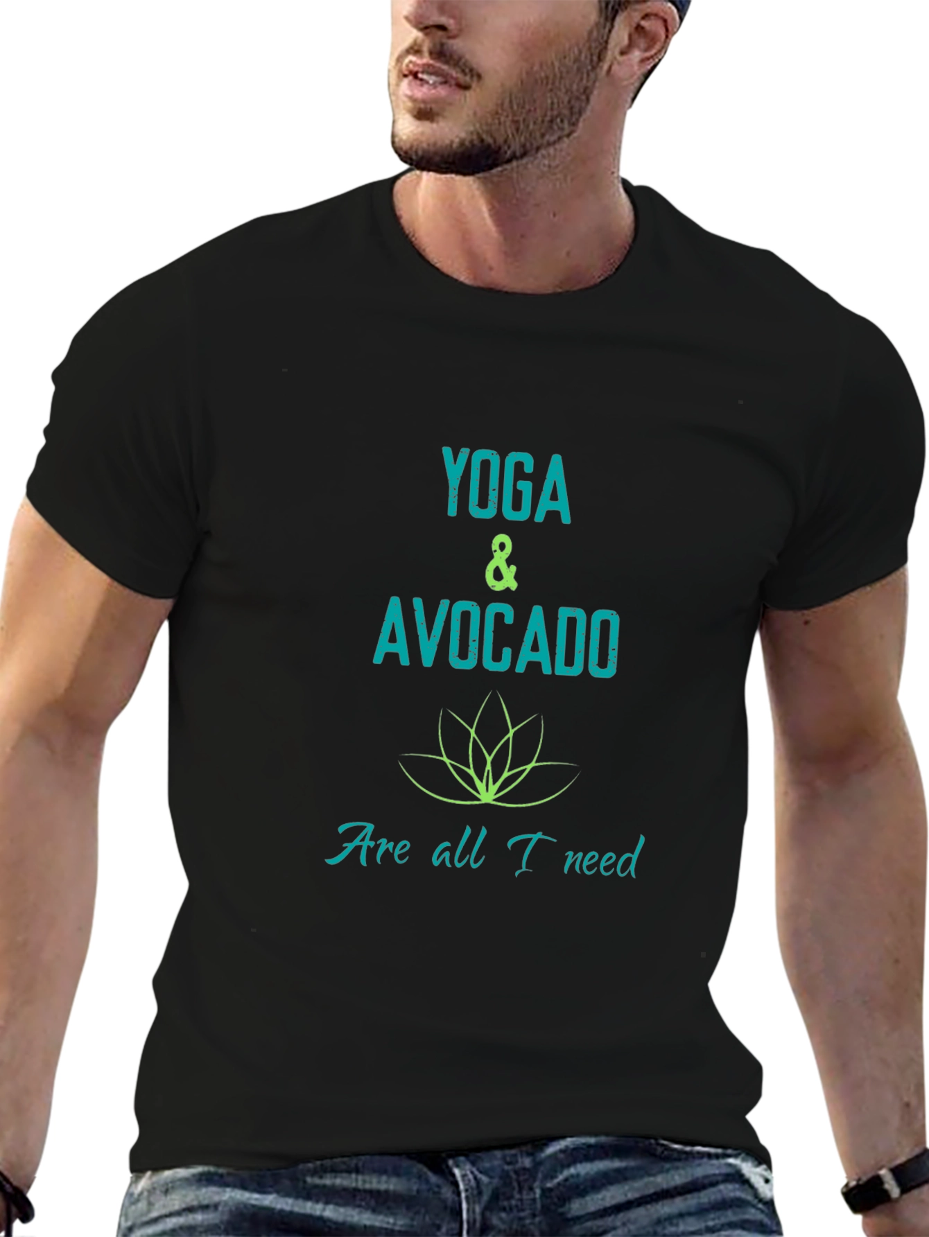Yoga & Avocado Graphic Black T-Shirt