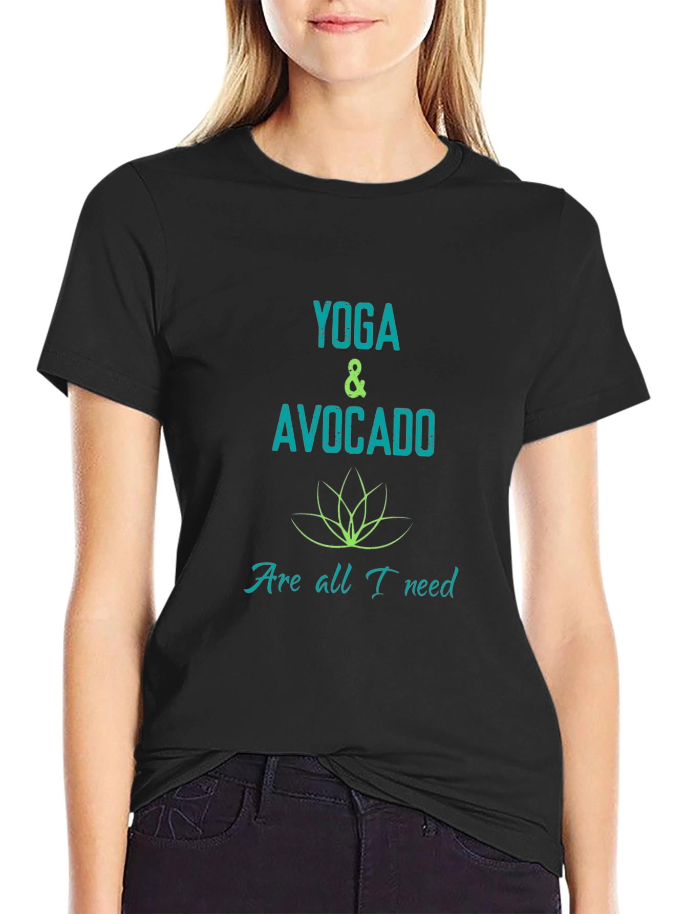 Yoga & Avocado Graphic Black T-Shirt