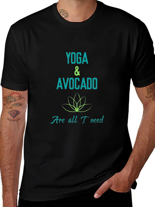 Yoga & Avocado Graphic Black T-Shirt