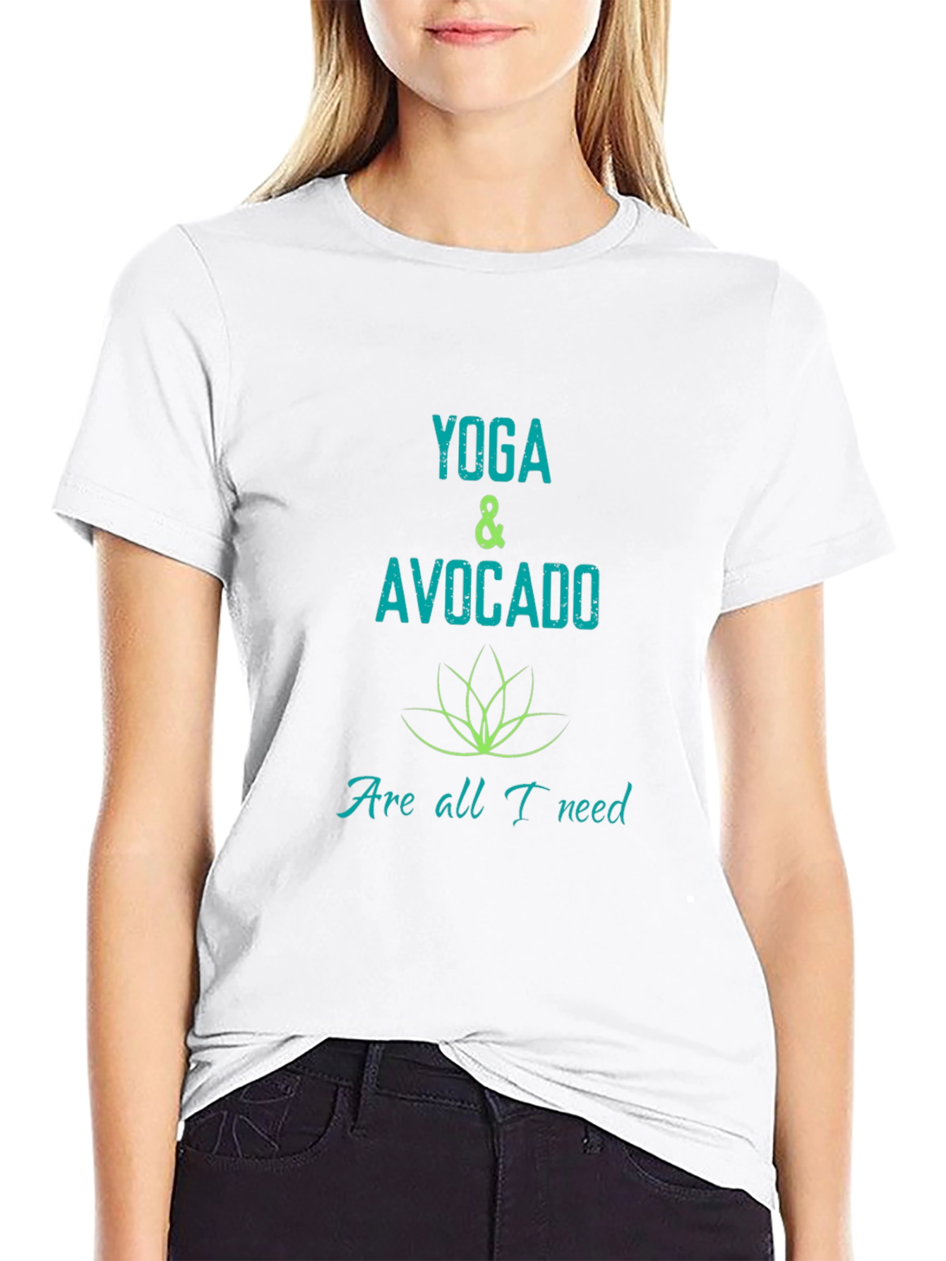 Yoga & Avocado Graphic Black T-Shirt