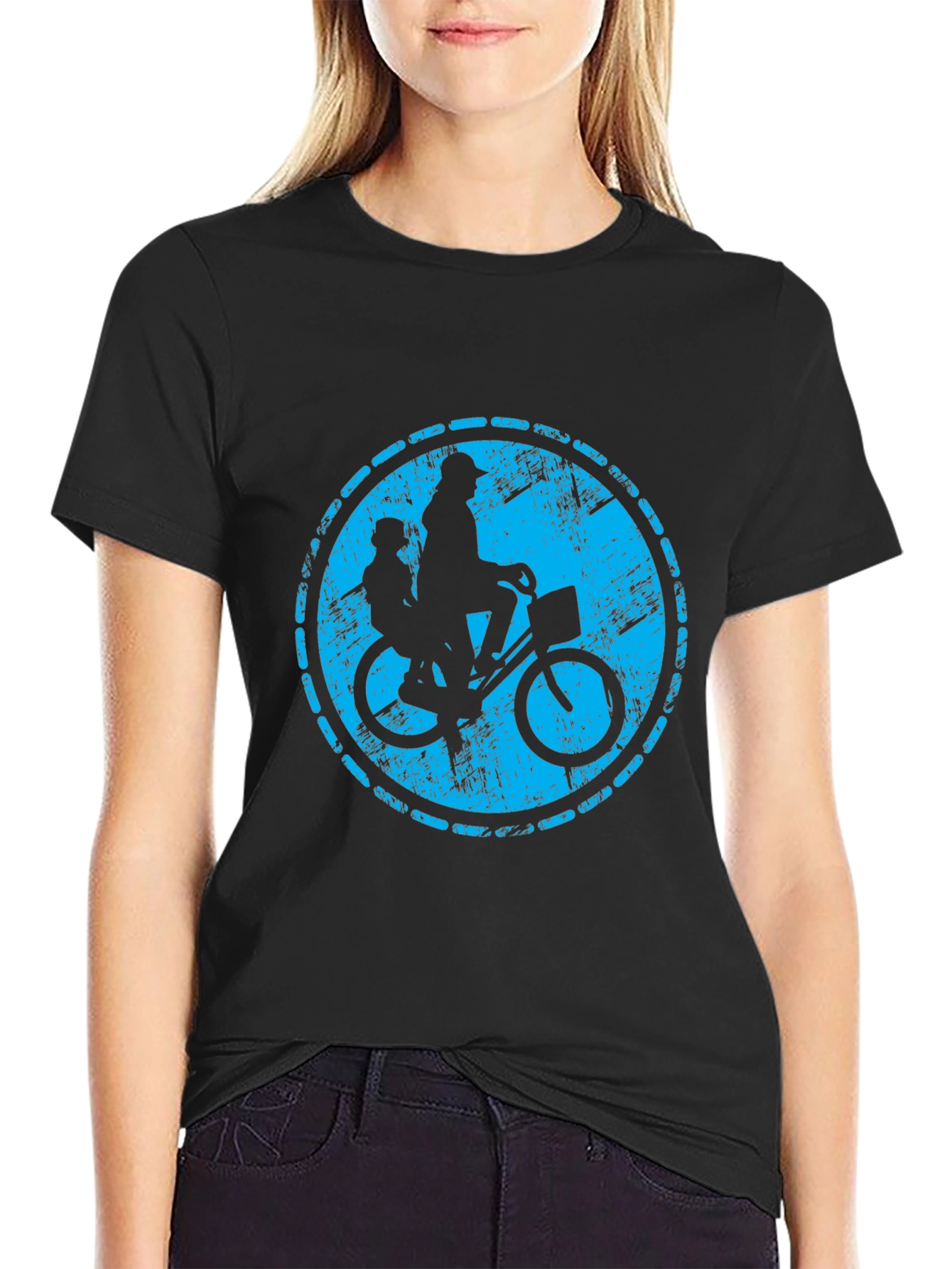 Retro Bicycle Ride Graphic T-Shirt - Black