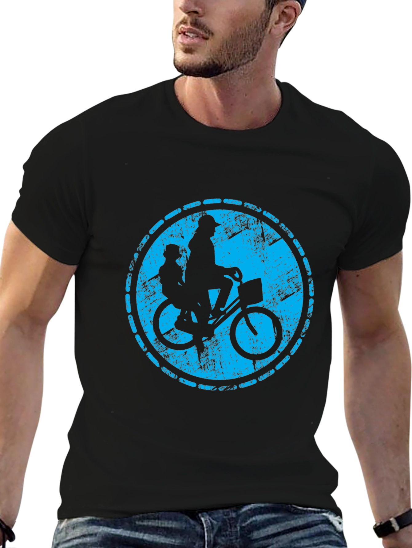 Retro Bicycle Ride Graphic T-Shirt - Black
