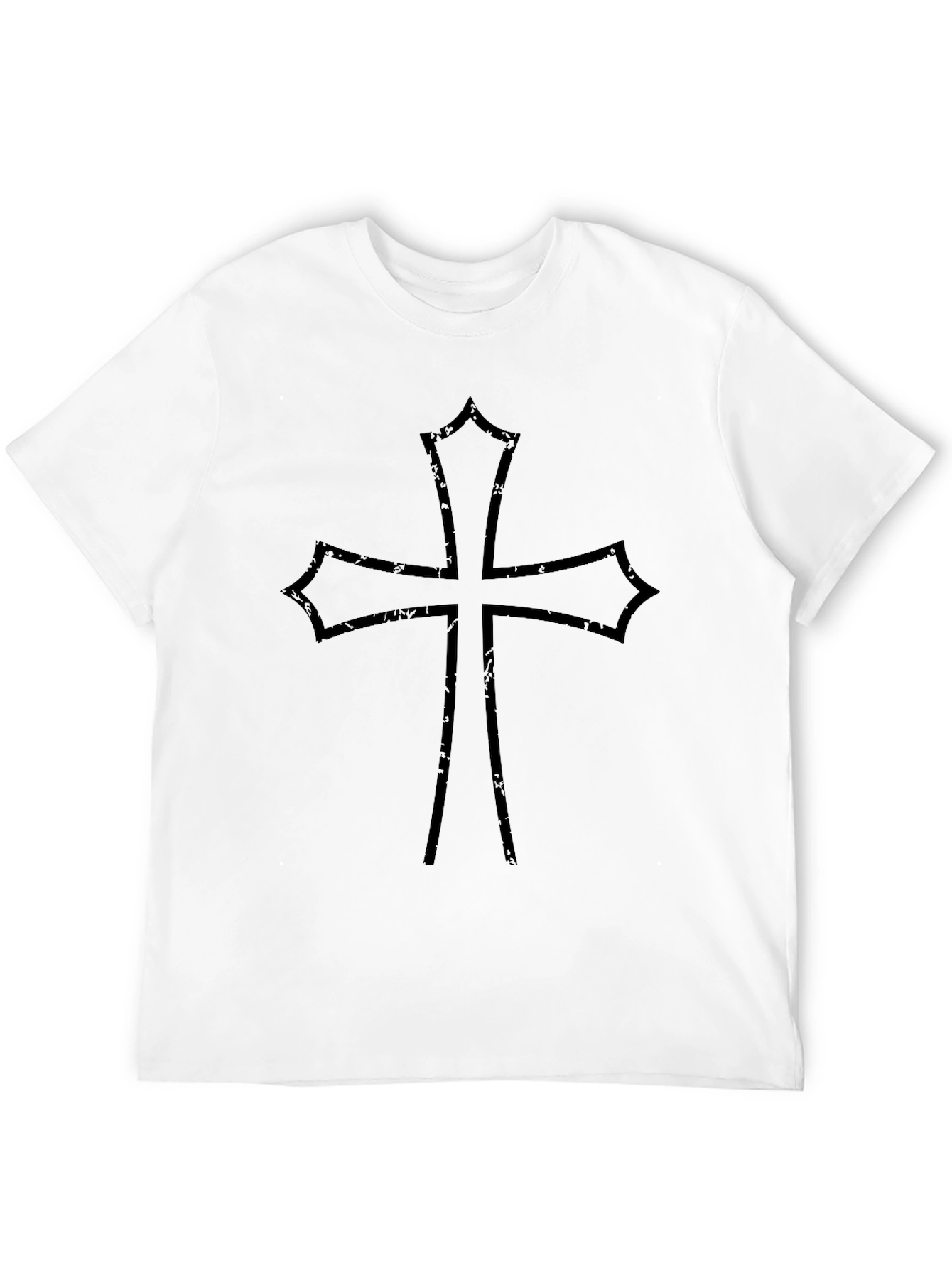 Edgy Cross Graphic Tee - Black Cotton Blend