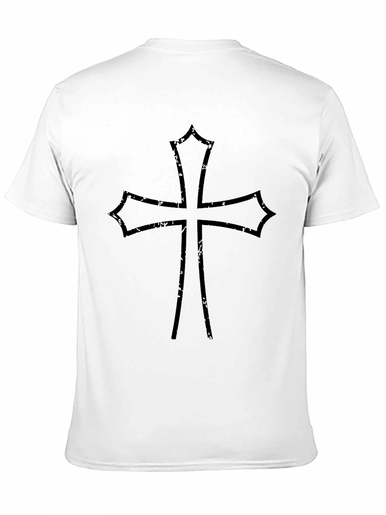 Edgy Cross Graphic Tee - Black Cotton Blend