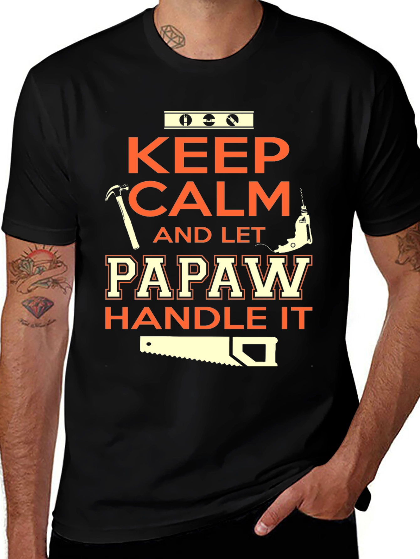 Keep Calm Papaw Handle It Black T-Shirt