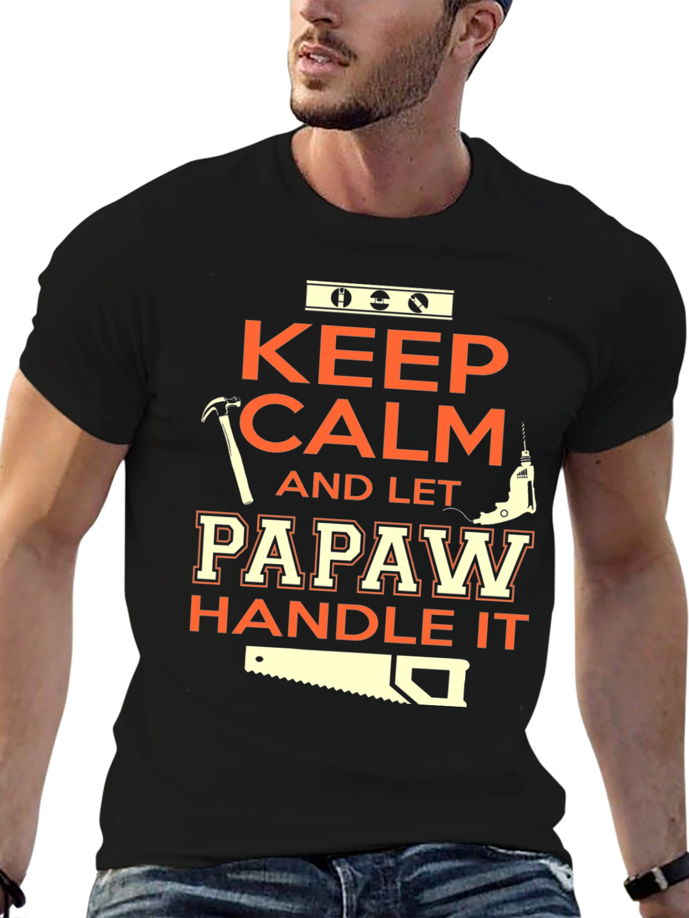 Keep Calm Papaw Handle It Black T-Shirt