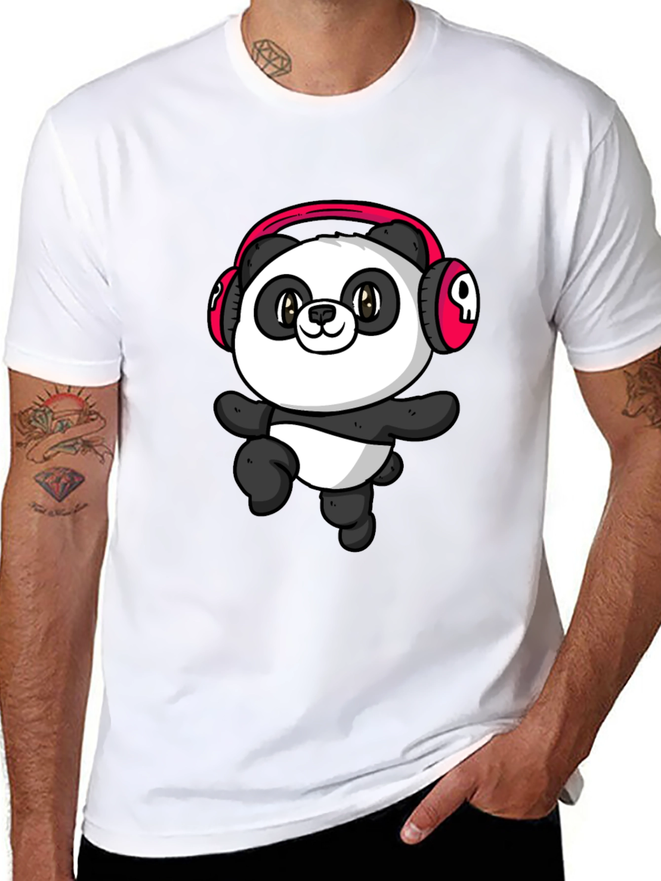 Cool Panda Headphone Graphic T-Shirt