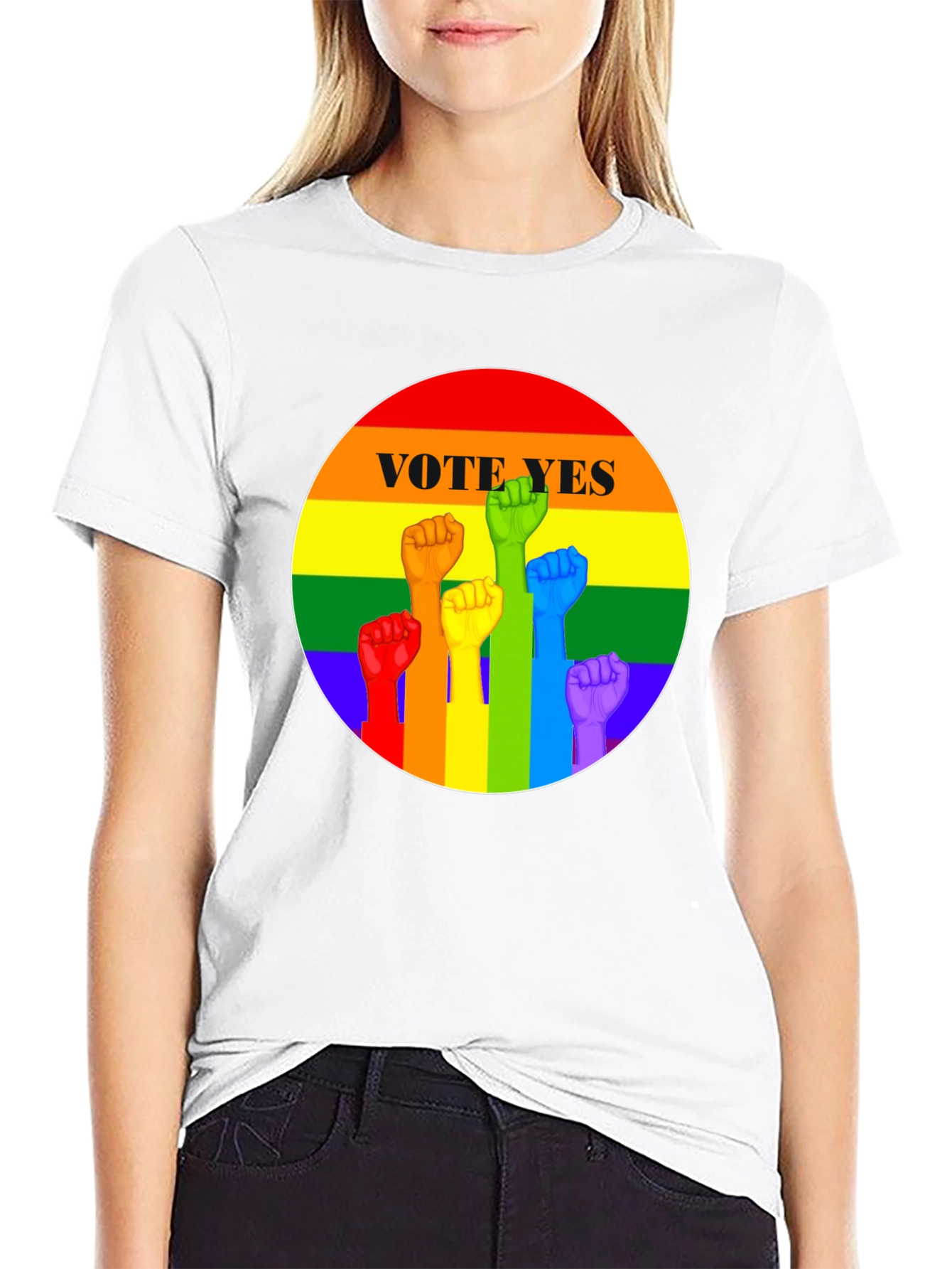 Vote Yes Pride Fist T-Shirt - LGBTQ+ Equality