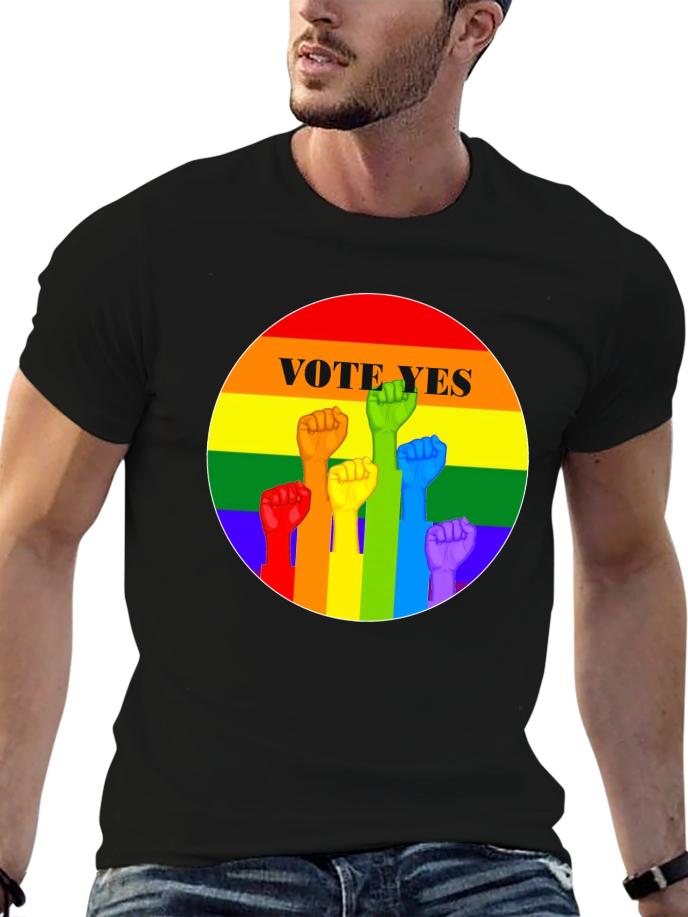 Vote Yes Pride Fist T-Shirt - LGBTQ+ Equality