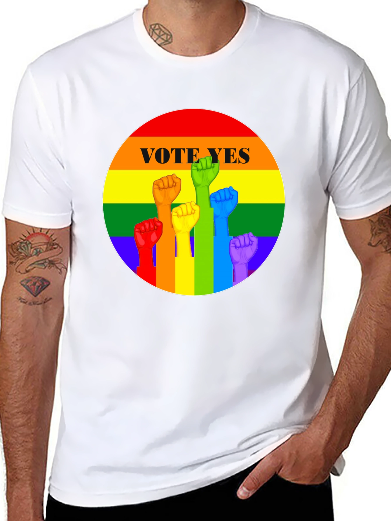 Vote Yes Pride Fist T-Shirt - LGBTQ+ Equality