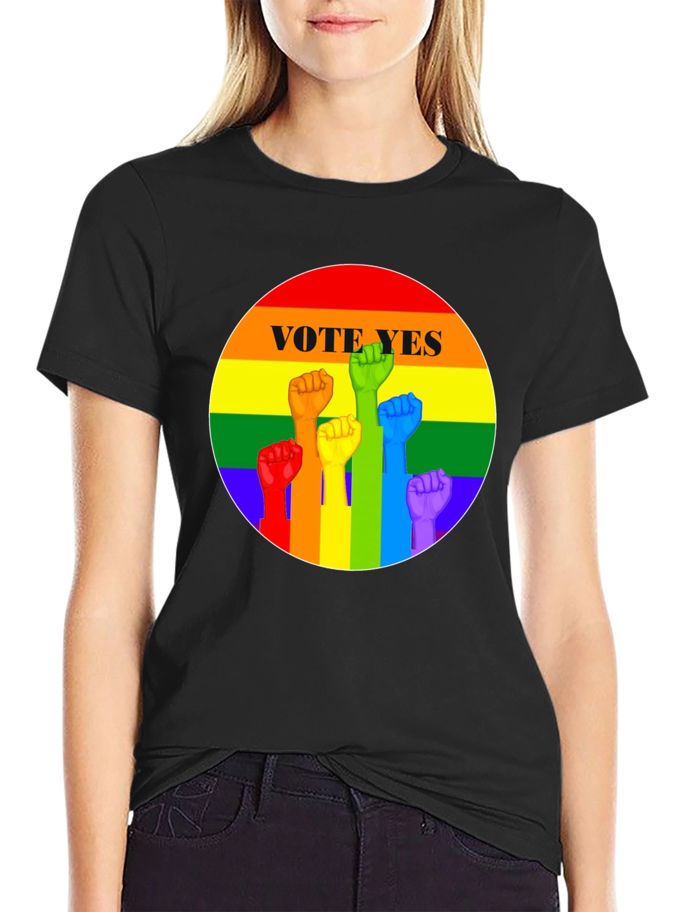 Vote Yes Pride Fist T-Shirt - LGBTQ+ Equality