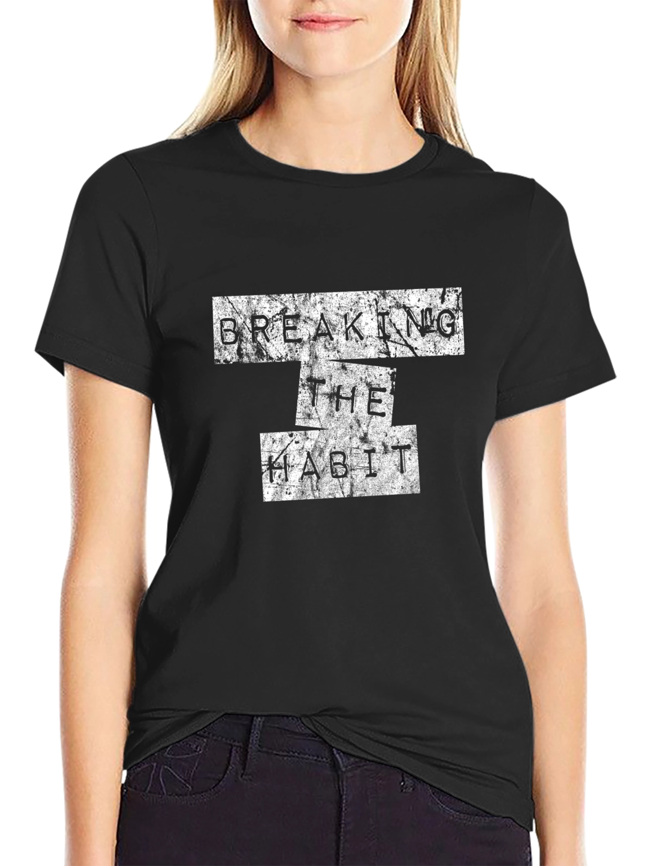 Breaking the Habit Graphic Print Black T-Shirt