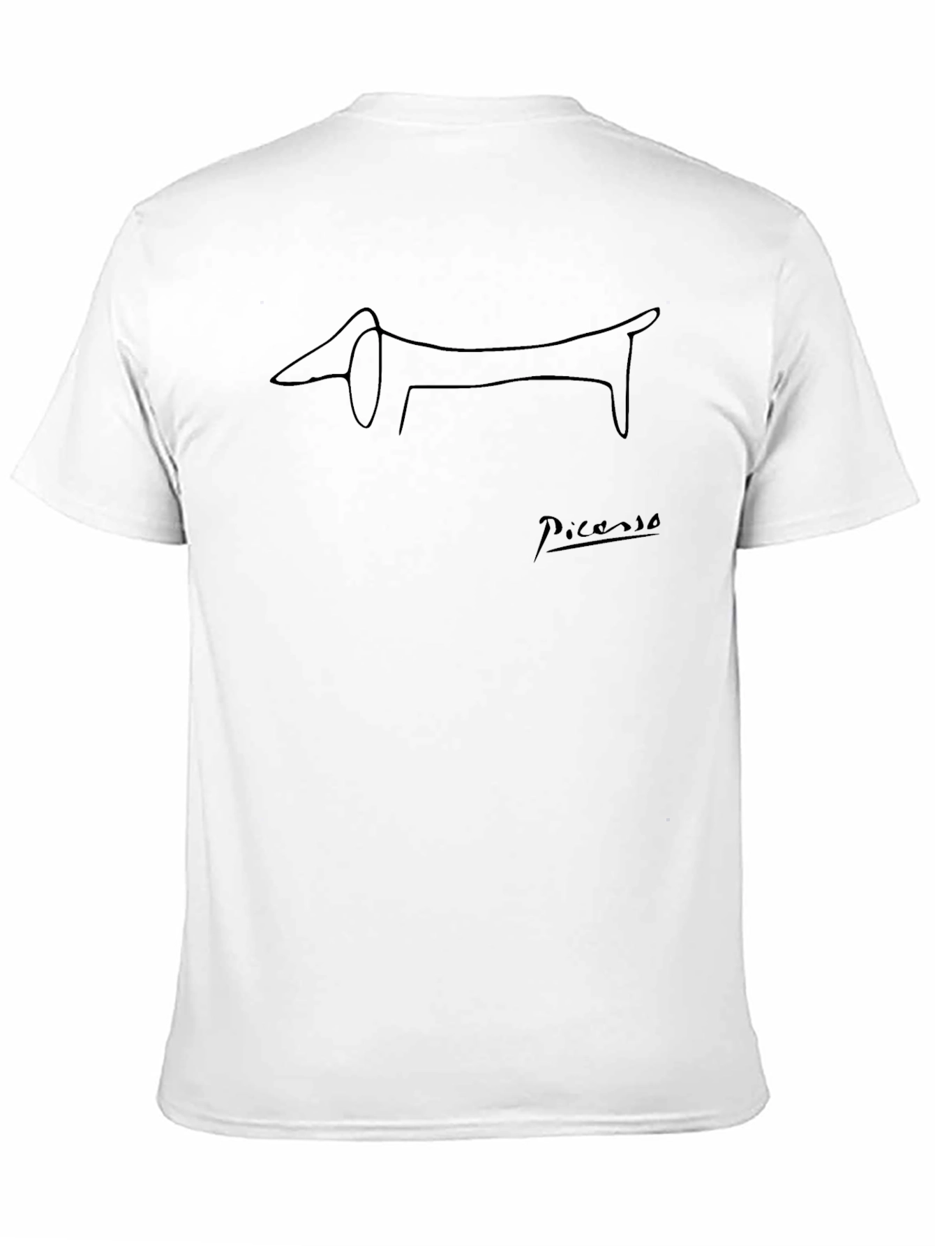 Modern Picasso Dog Line Art Black T-Shirt