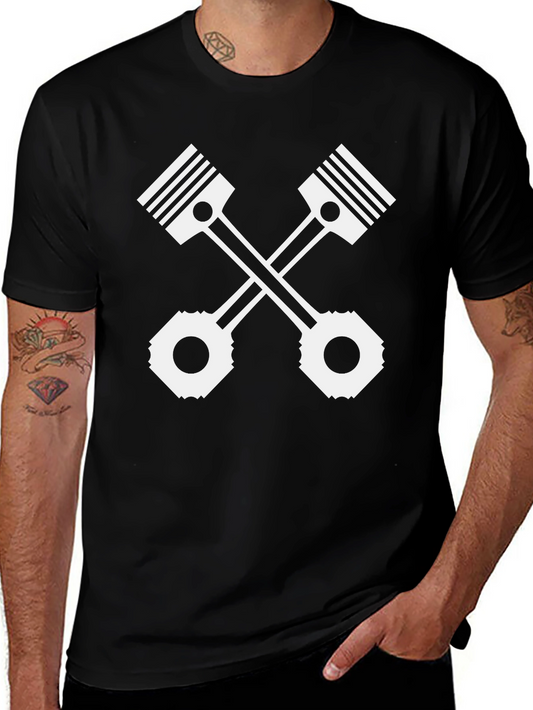 Piston Cross Black Tee - Mechanic Style