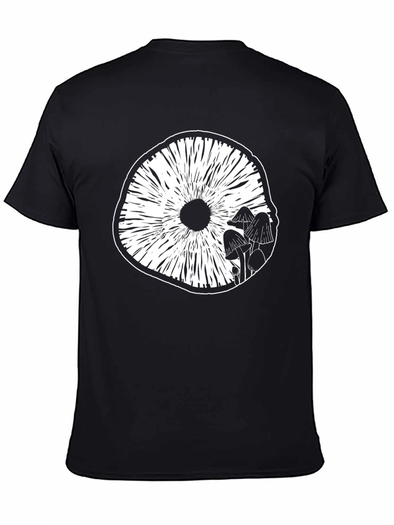 Mushroom Graphic Tee - Black Cotton Blend T-Shirt