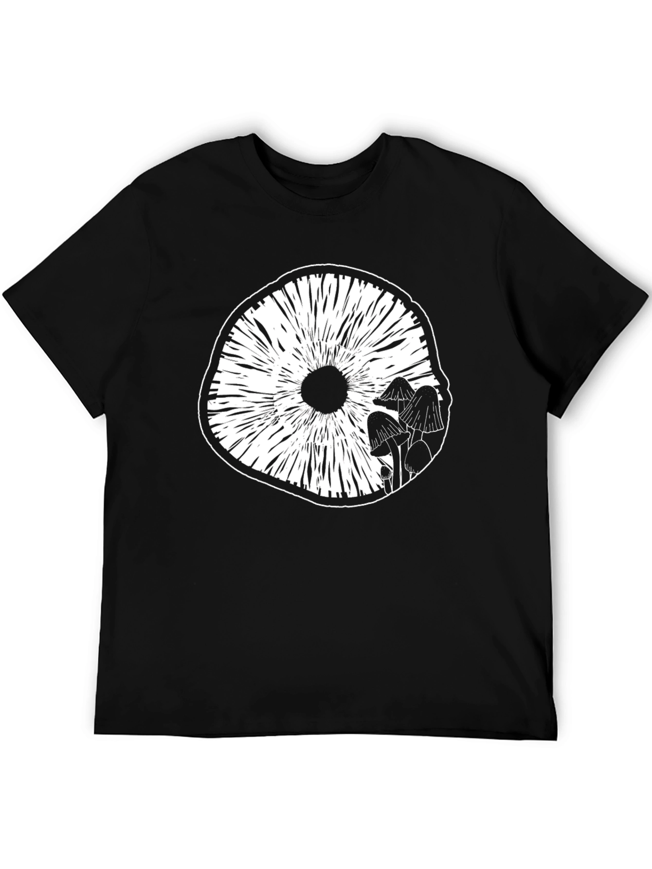 Mushroom Graphic Tee - Black Cotton Blend T-Shirt