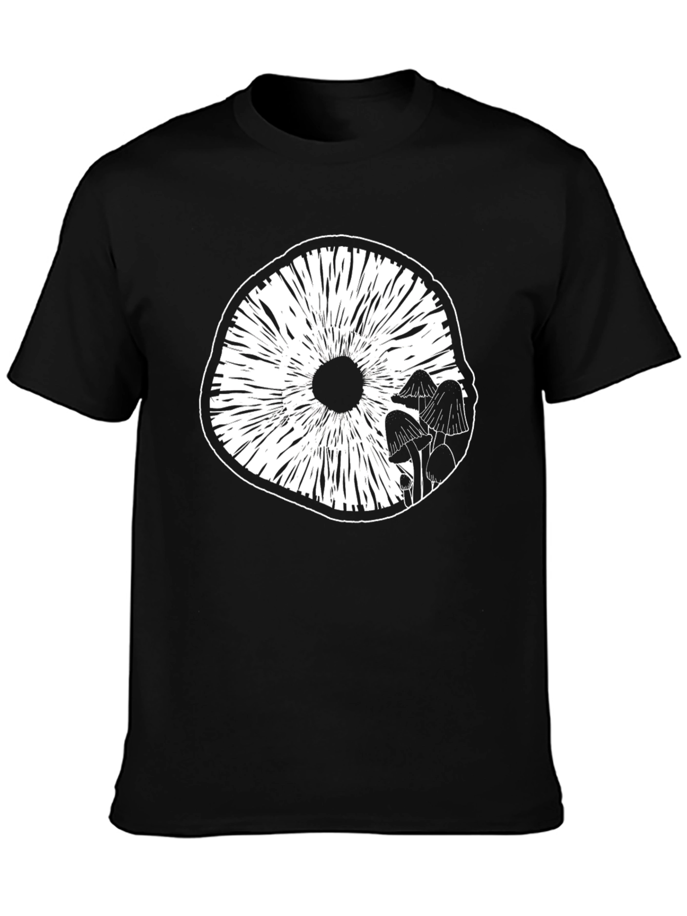 Mushroom Graphic Tee - Black Cotton Blend T-Shirt