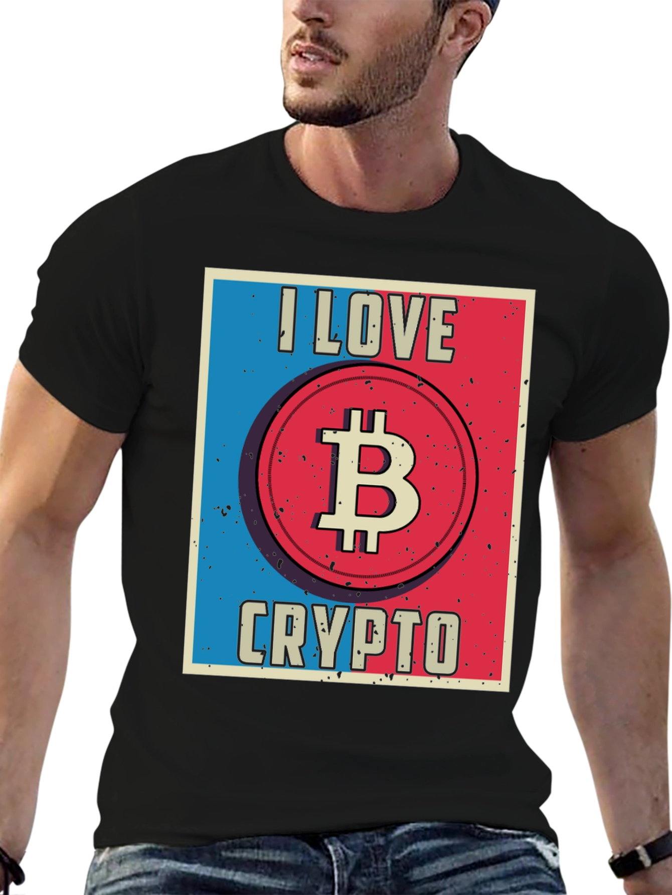 I Love Crypto Bitcoin Black T-Shirt