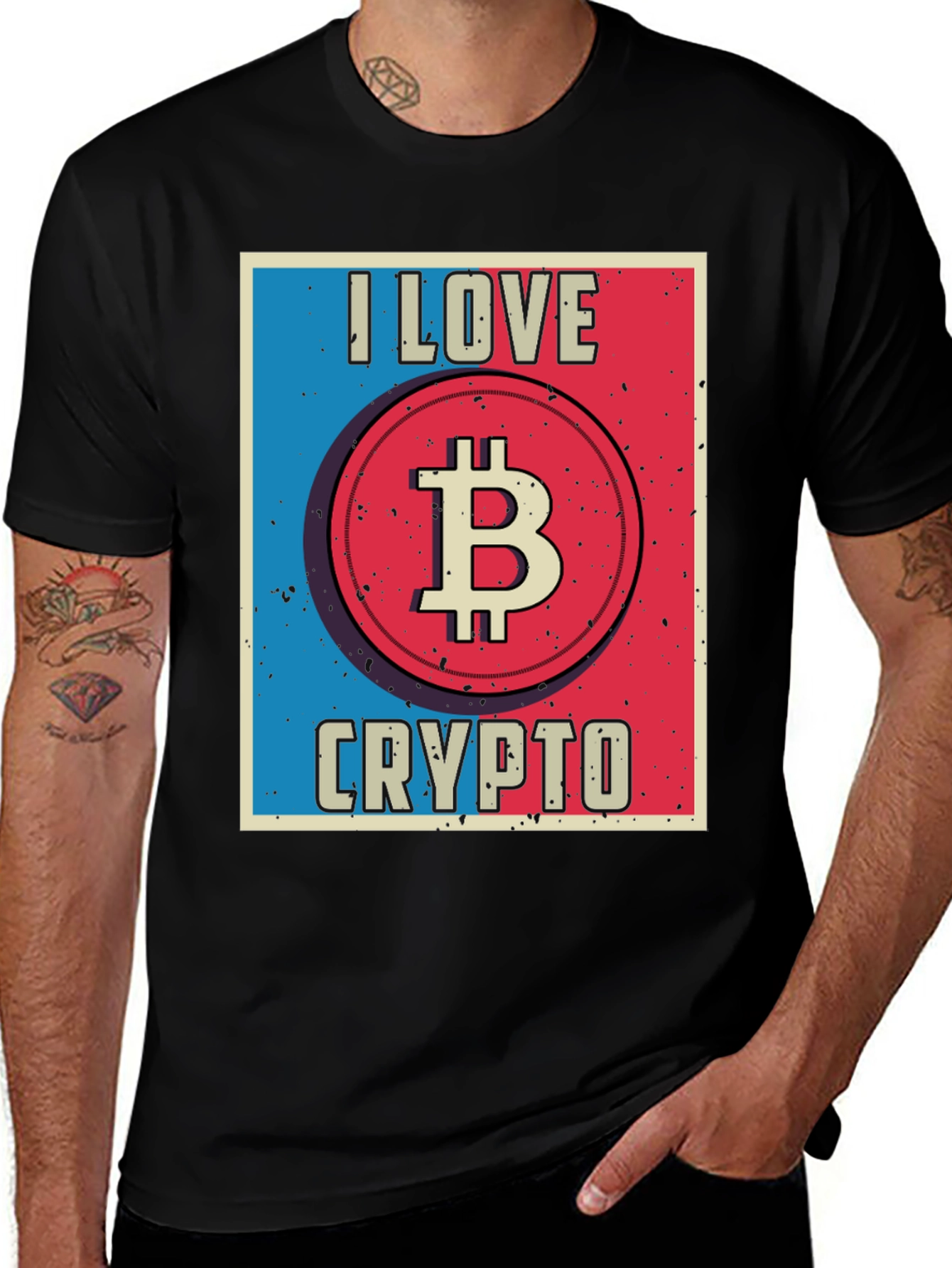 I Love Crypto Bitcoin Black T-Shirt
