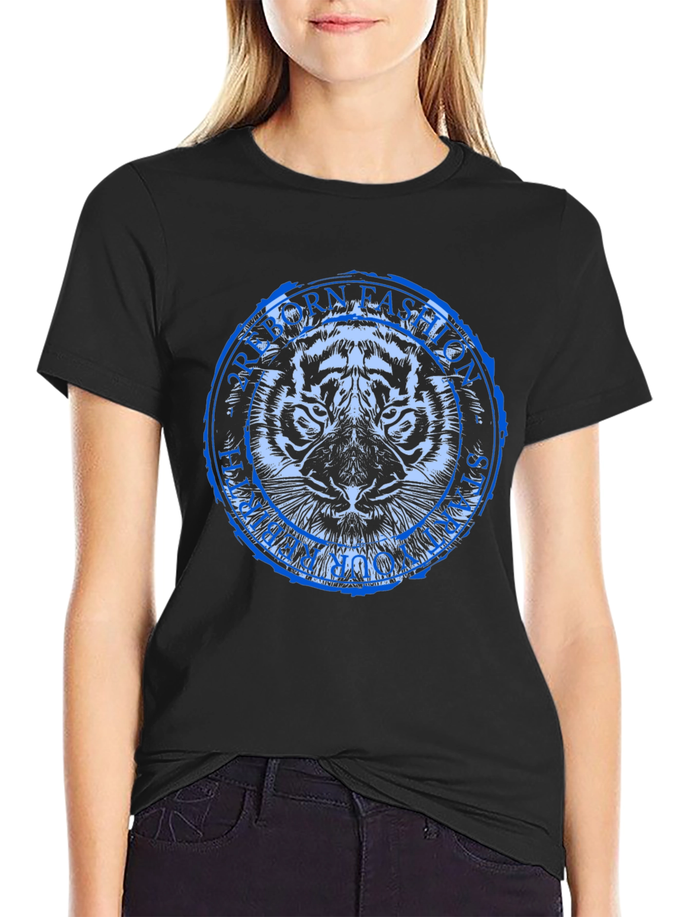 Born Fashion Tiger Graphic Tee - Black