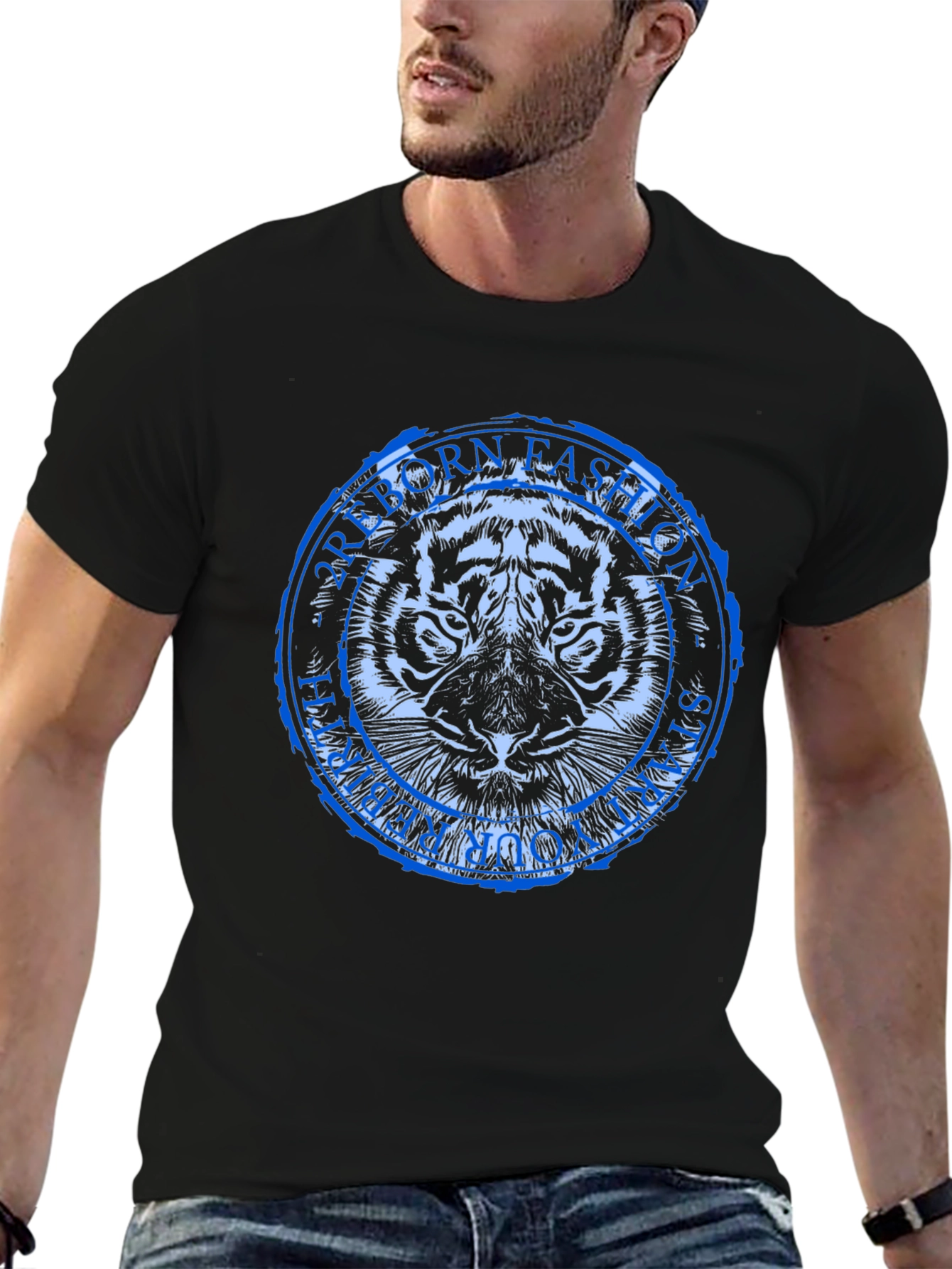 Born Fashion Tiger Graphic Tee - Black