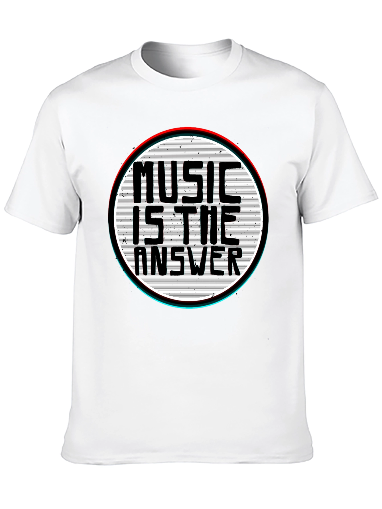 Music Is The Answer Graphic Print Mens Black T-Shirt