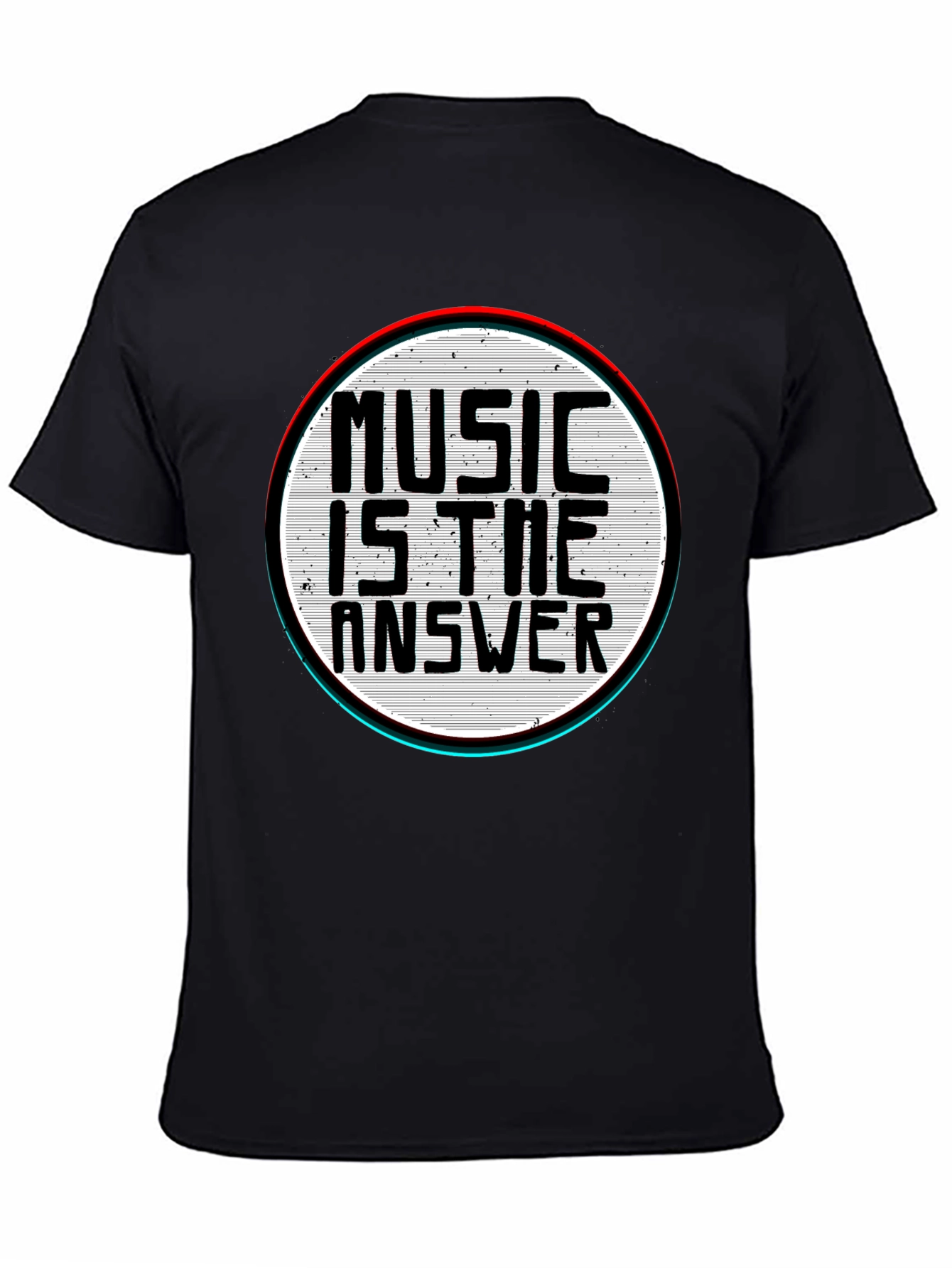 Music Is The Answer Graphic Print Mens Black T-Shirt
