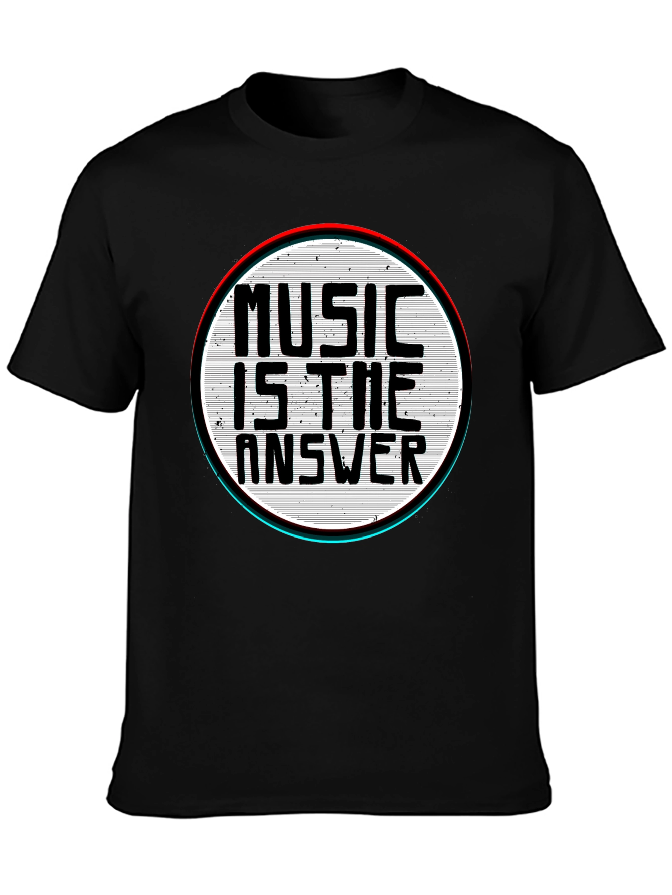Music Is The Answer Graphic Print Mens Black T-Shirt