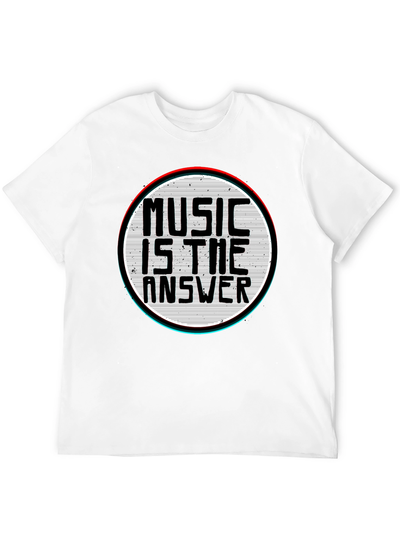 Music Is The Answer Graphic Print Mens Black T-Shirt