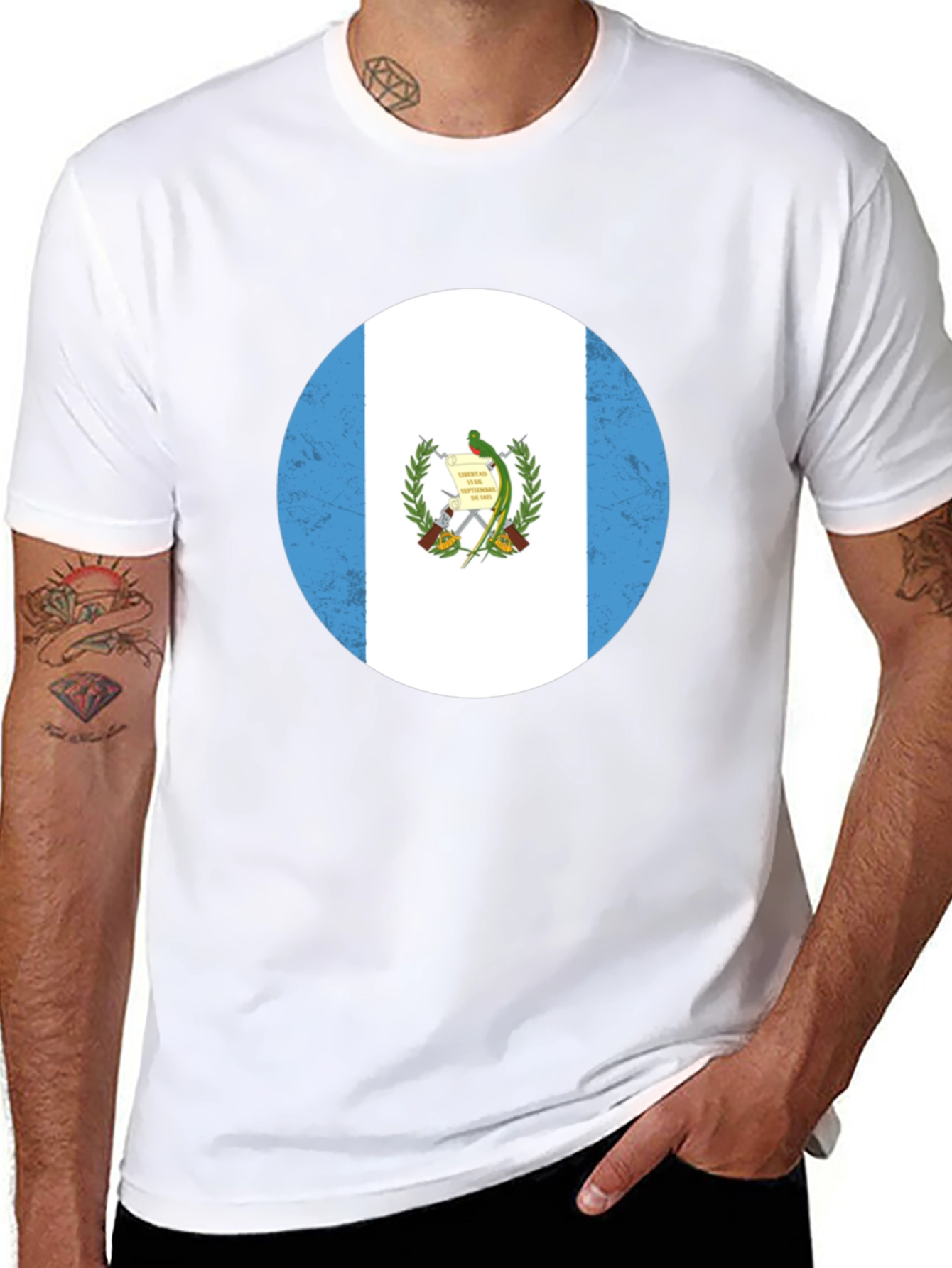 Guatemala Flag Graphic Tee - Black Cotton T-Shirt
