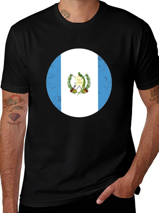 Guatemala Flag Graphic Tee - Black Cotton T-Shirt