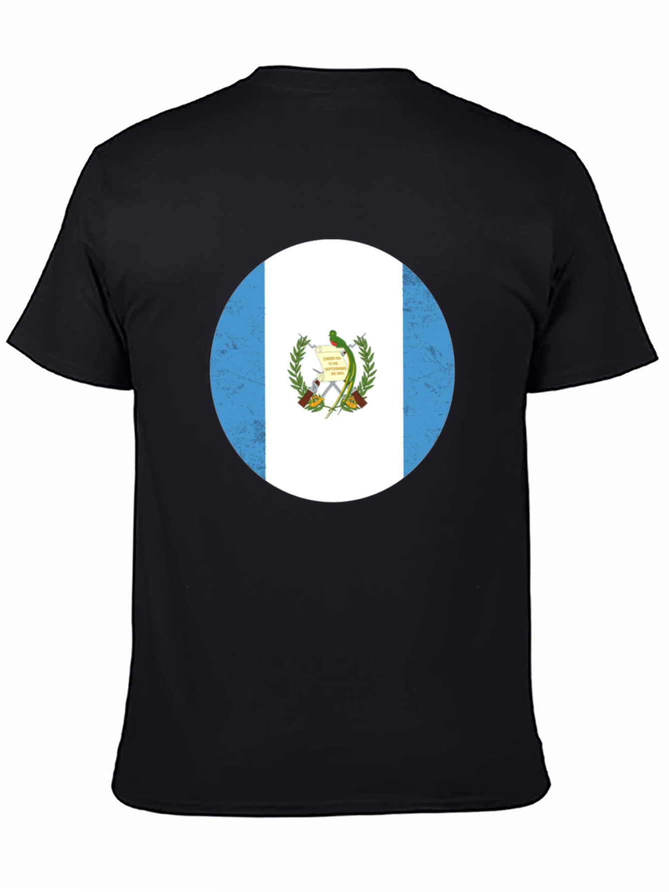 Guatemala Flag Graphic Tee - Black Cotton T-Shirt