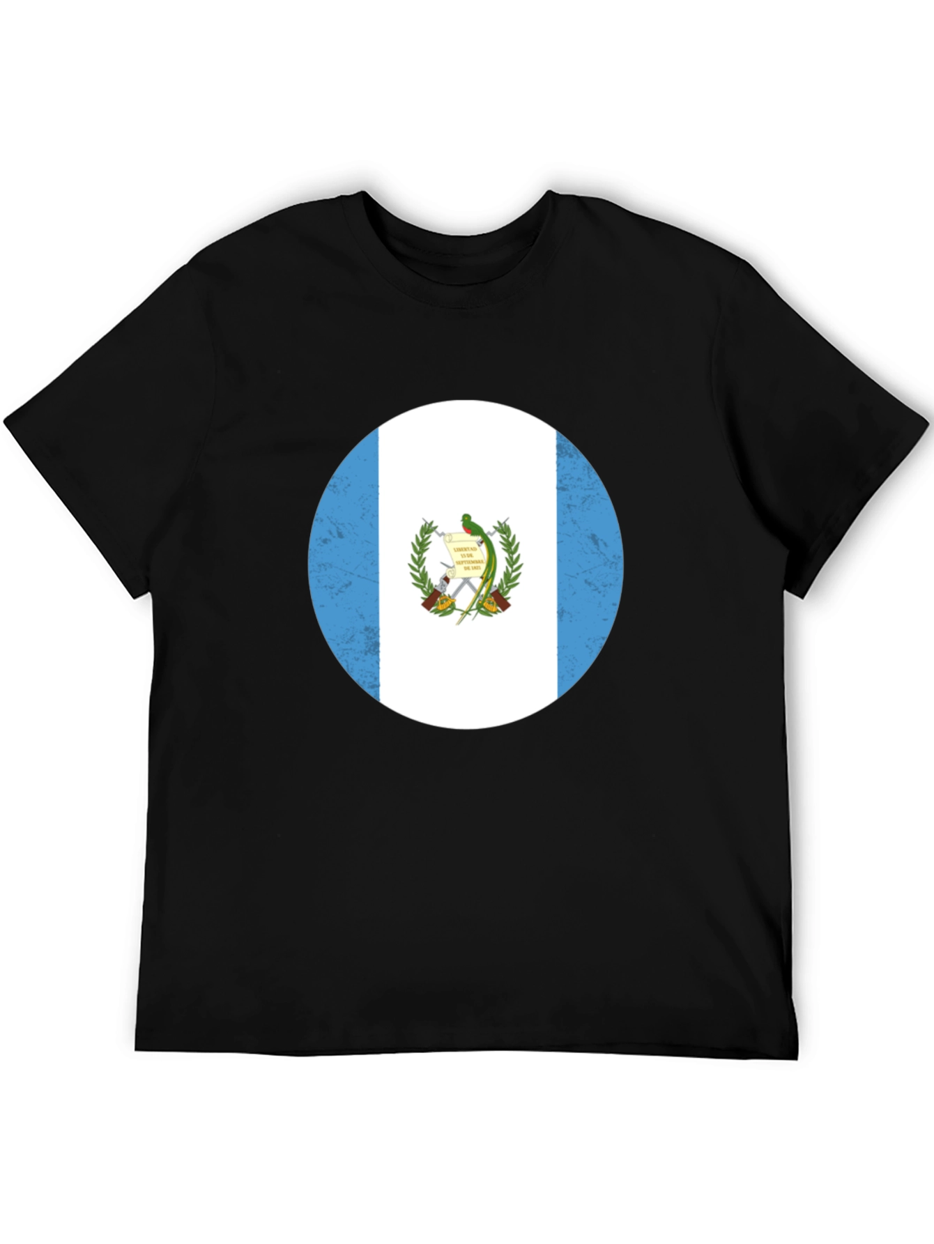 Guatemala Flag Graphic Tee - Black Cotton T-Shirt